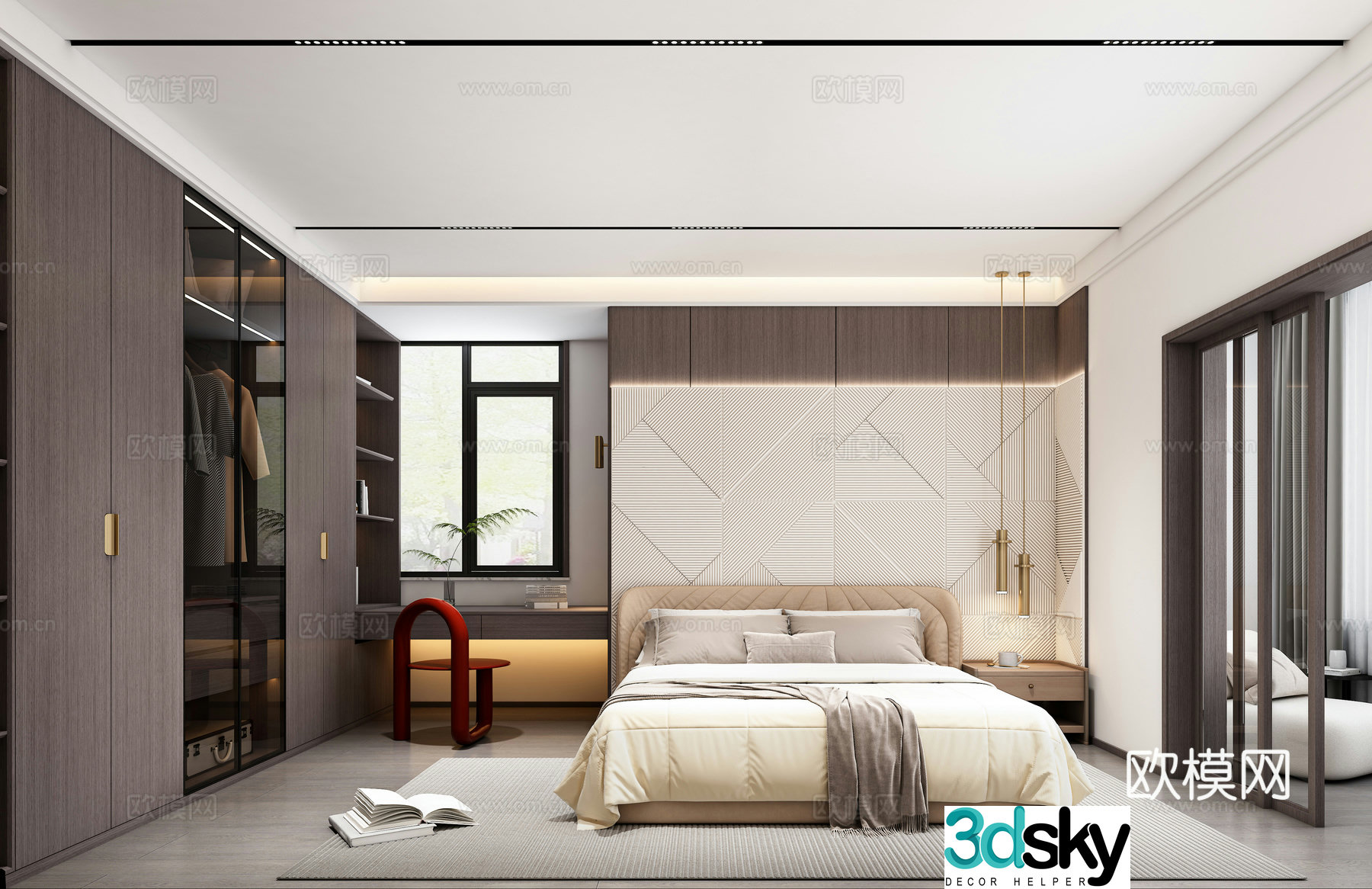Light luxury bedroom master bedroom 3d model