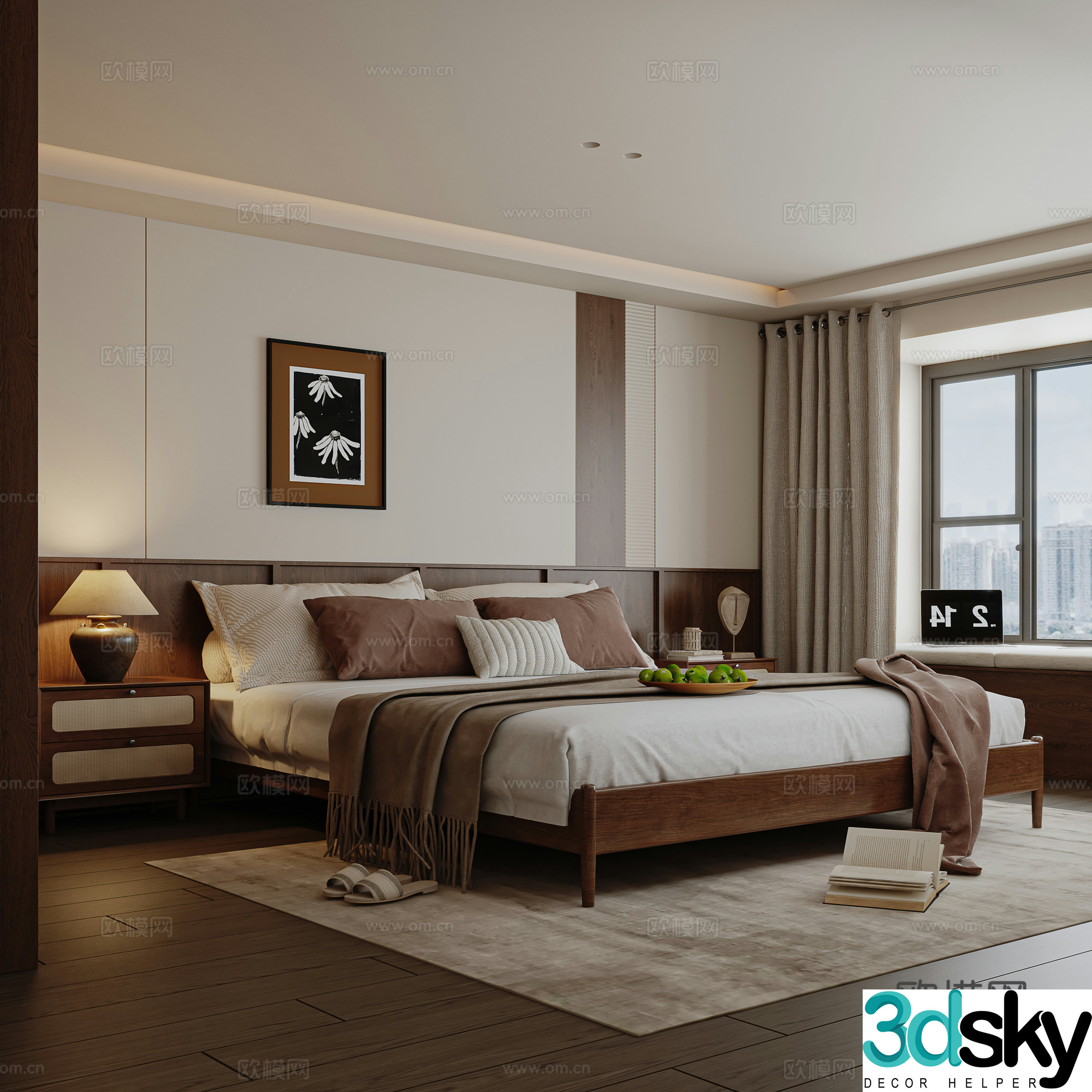 Wabi-sabi style bedroom master bedroom 3d model