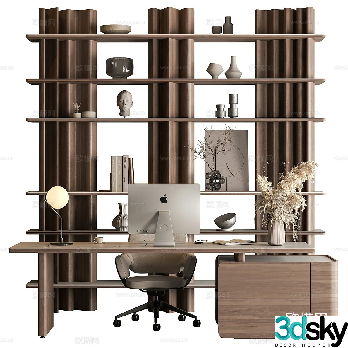 New Chinese style desk and chair 3d model