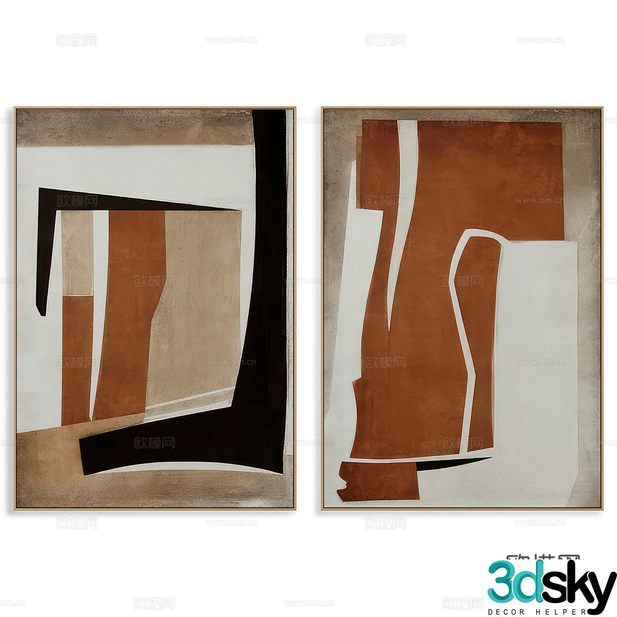 New Chinese style hanging painting texture painting decorative painting 3D model