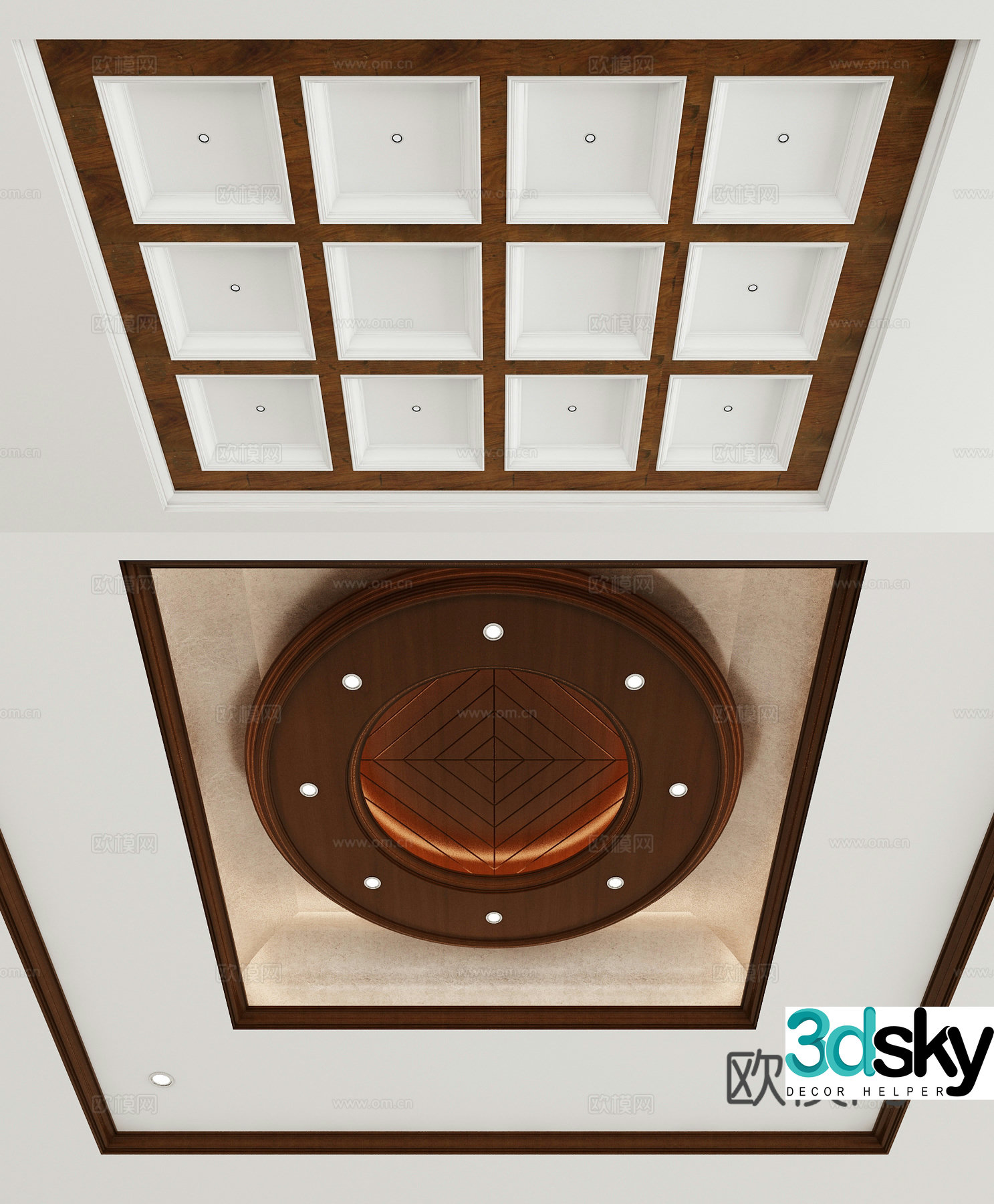 American ceiling solid wood ceiling 3d model