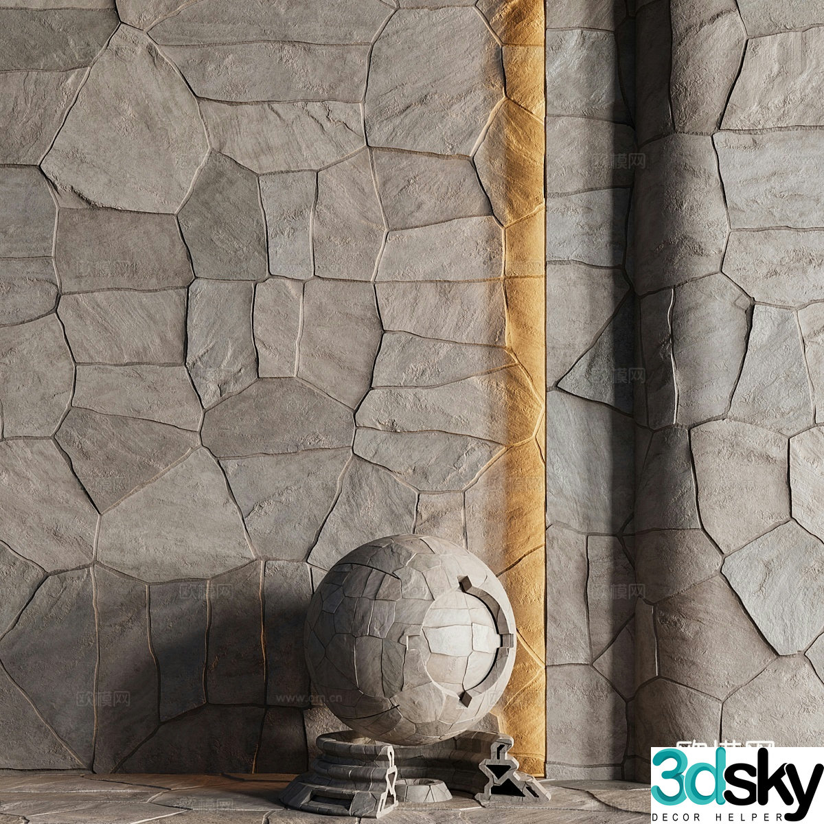 Modern slate background cultural stone 3d model