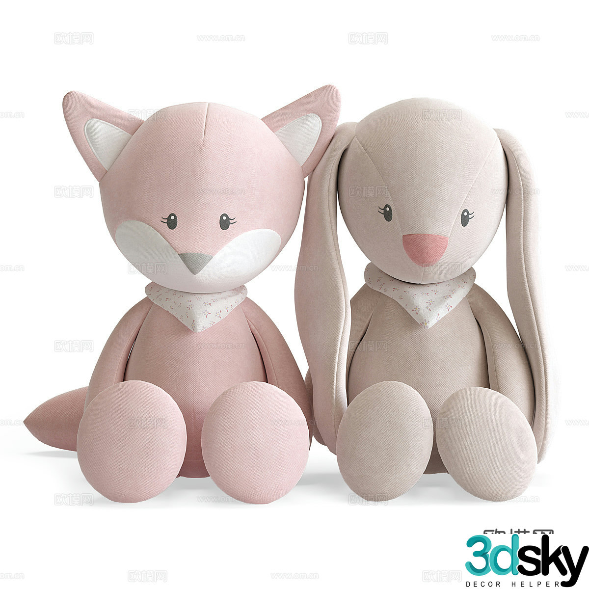 Plush toy rabbit 3d model