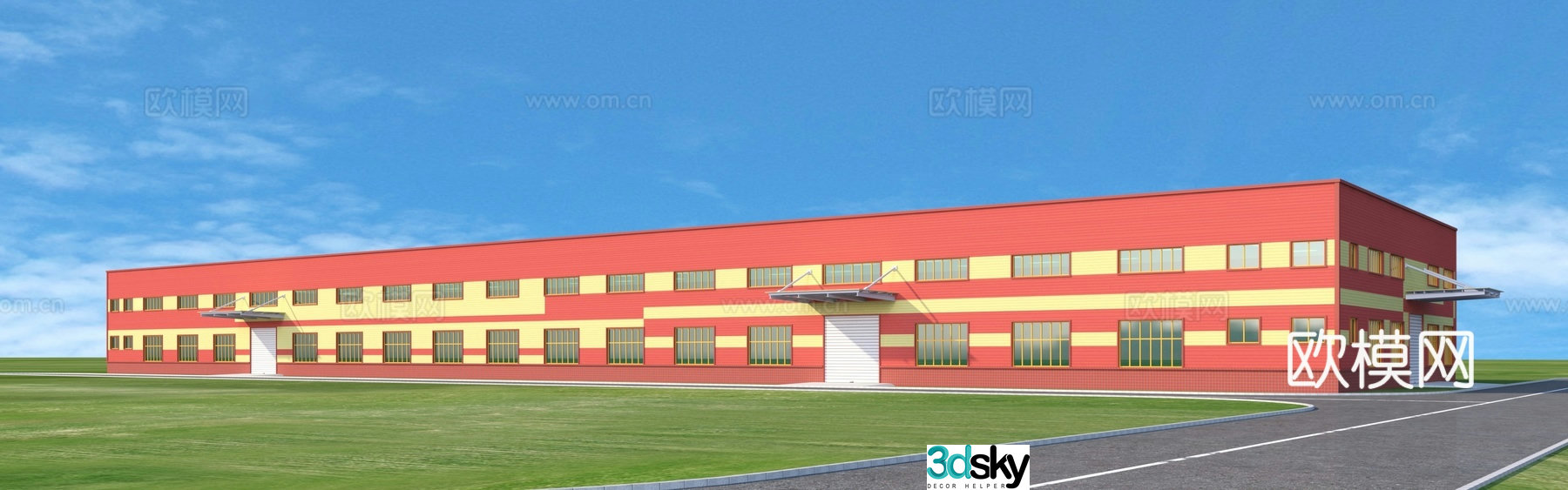 3D model of steel structure factory building appearance