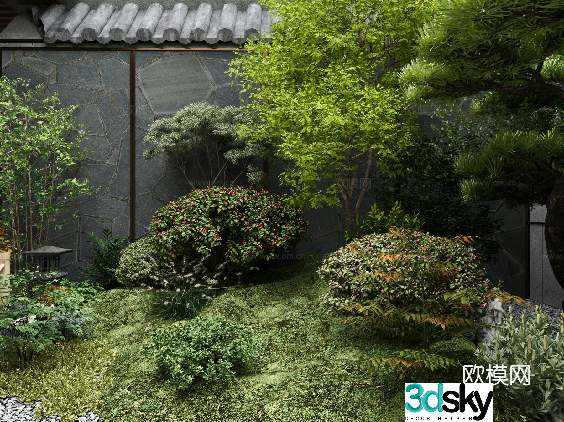 Modern courtyard landscape rural courtyard B&B courtyard 3D model