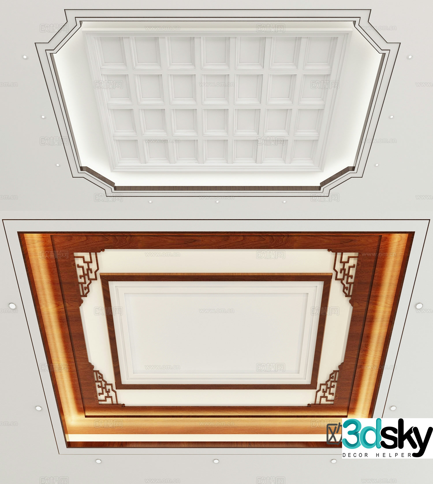 New Chinese style ceiling wooden ceiling 3d model
