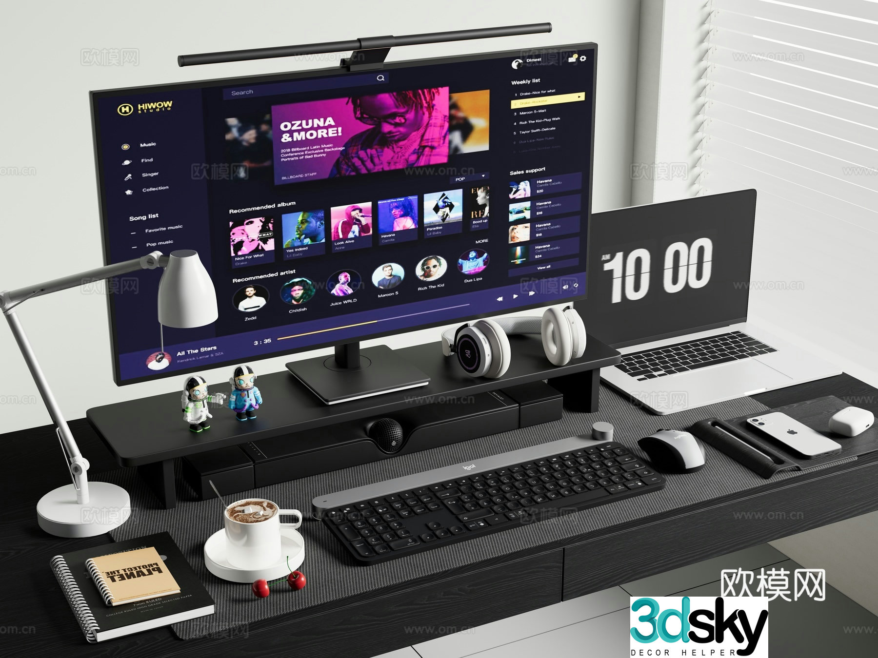 computer desktop computer laptop keyboard 3d model