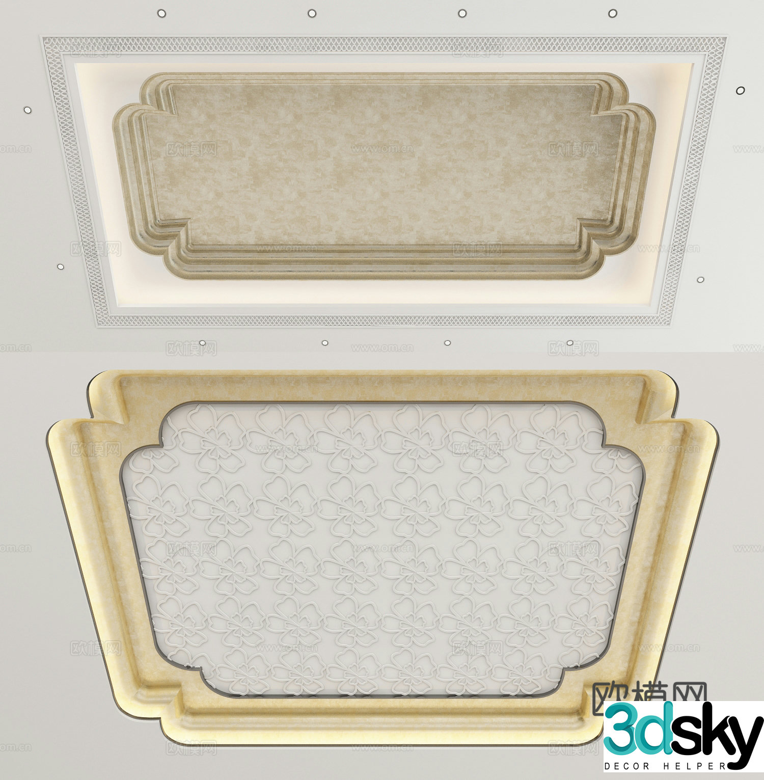 Modern ceiling geometric carved ceiling 3d model