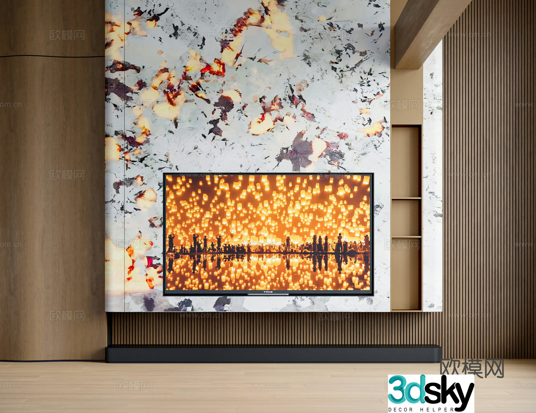 Modern TV background wall 3d model