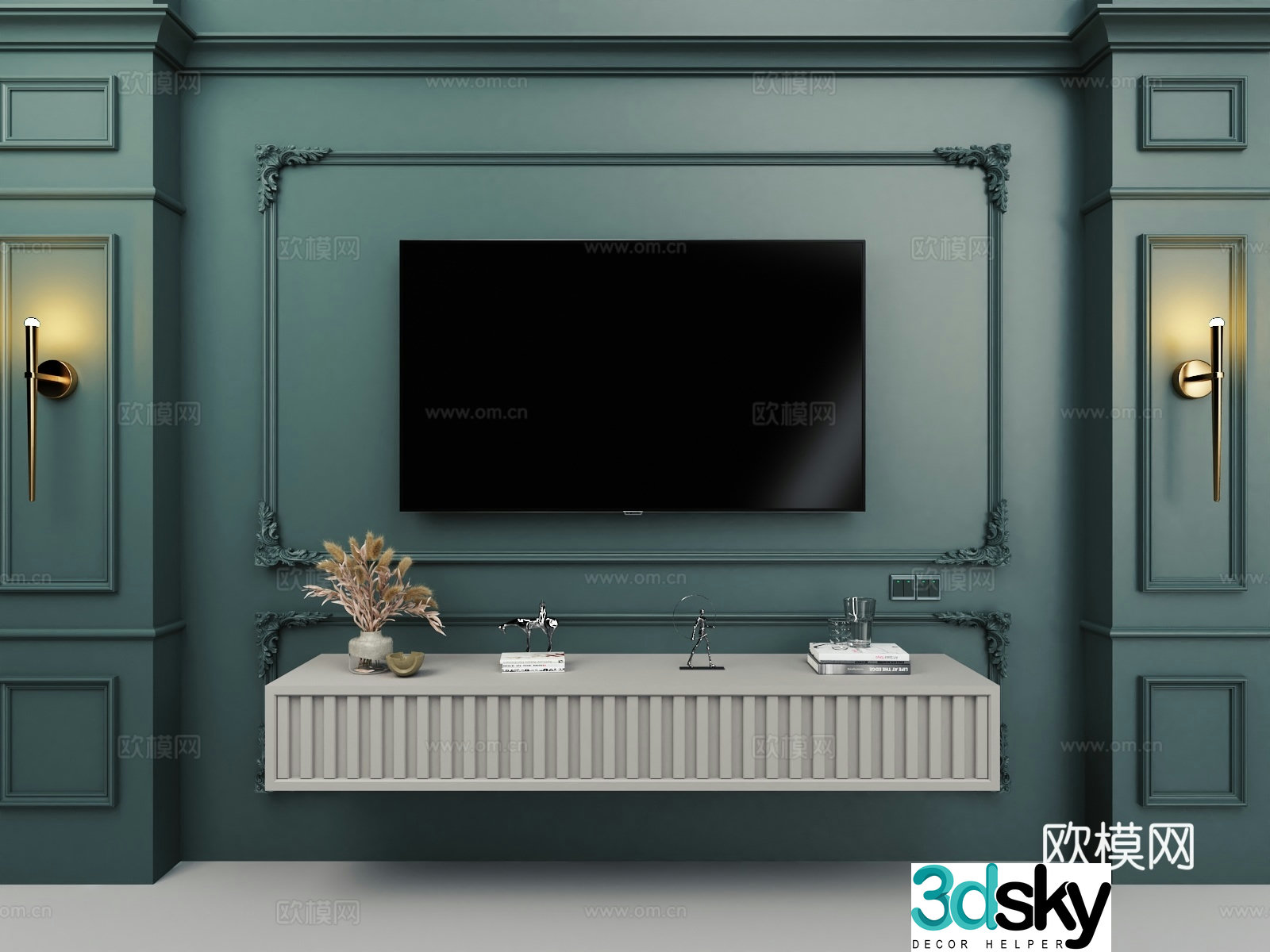 French TV background wall 3D model