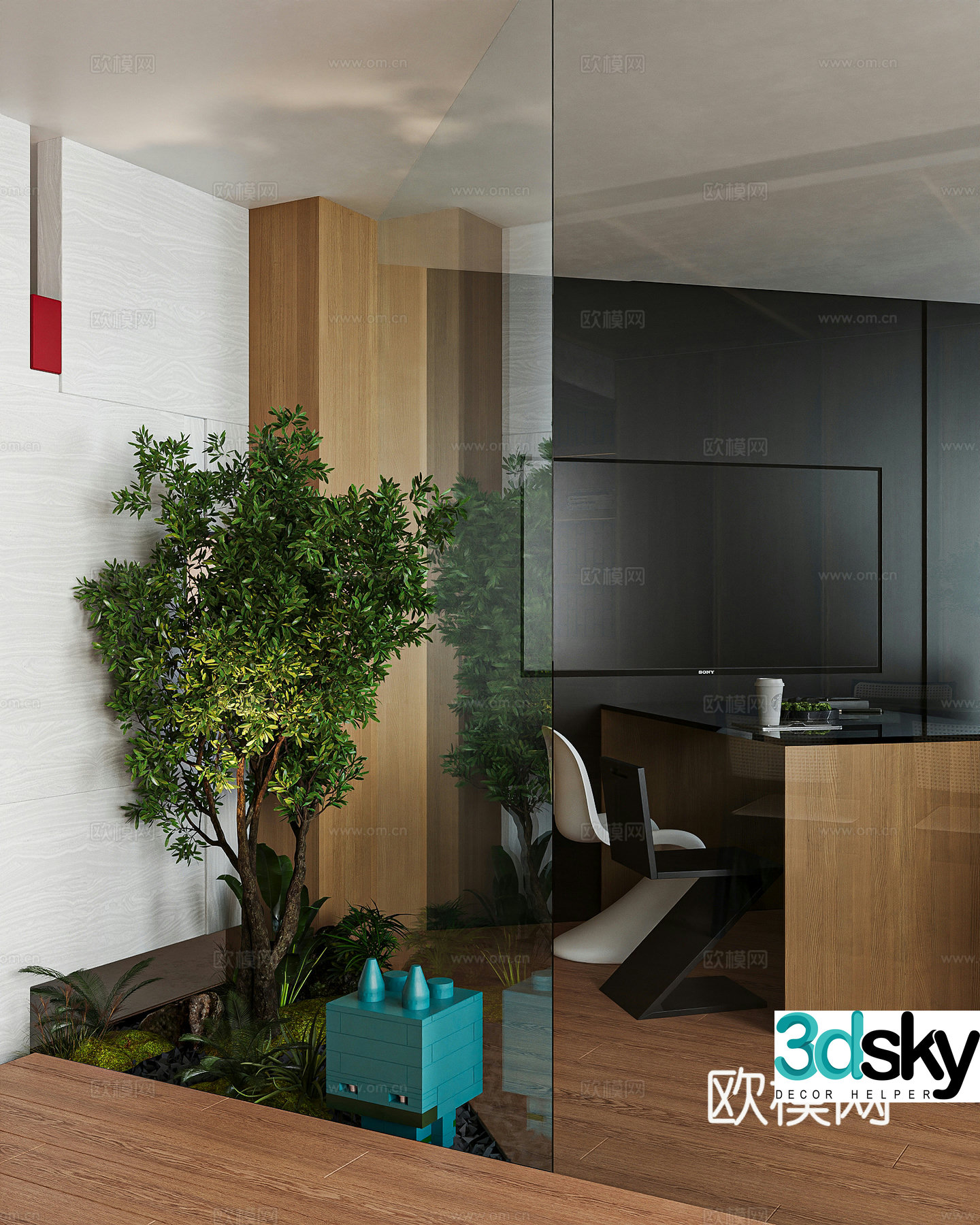 Modern guest restaurant 3d model