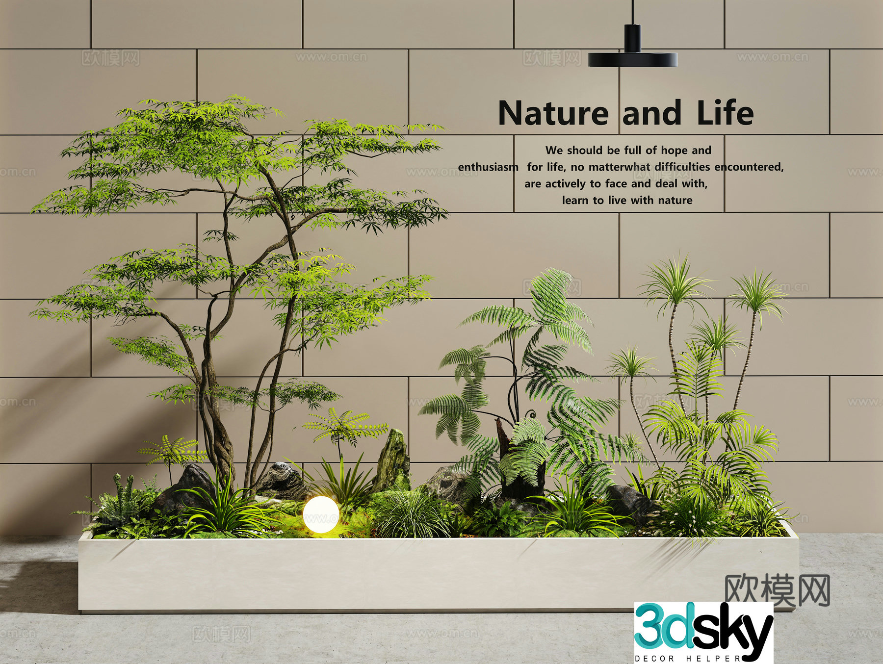 Modern interior landscape landscaping plant pile 3d model