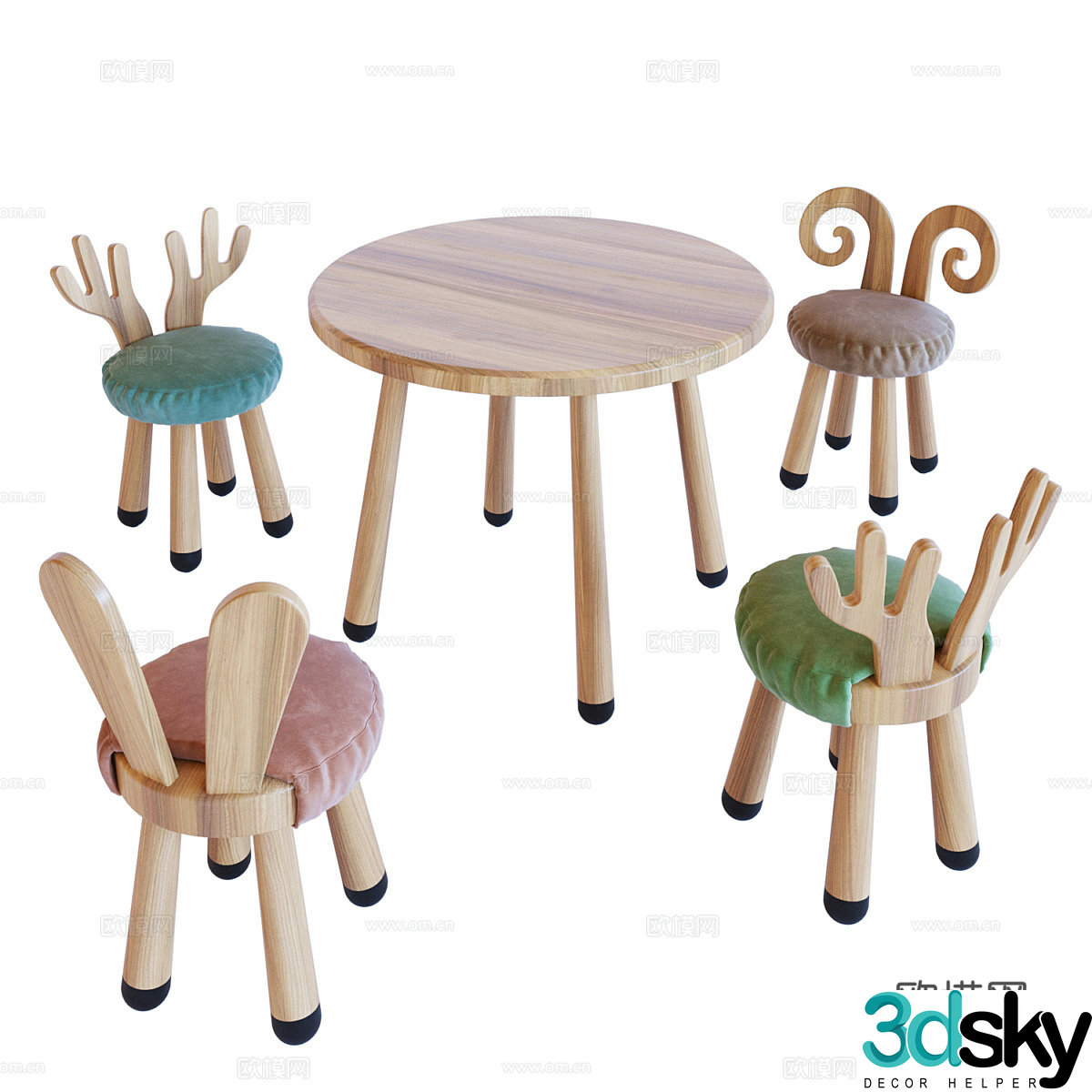 Children’s table and chair 3d model