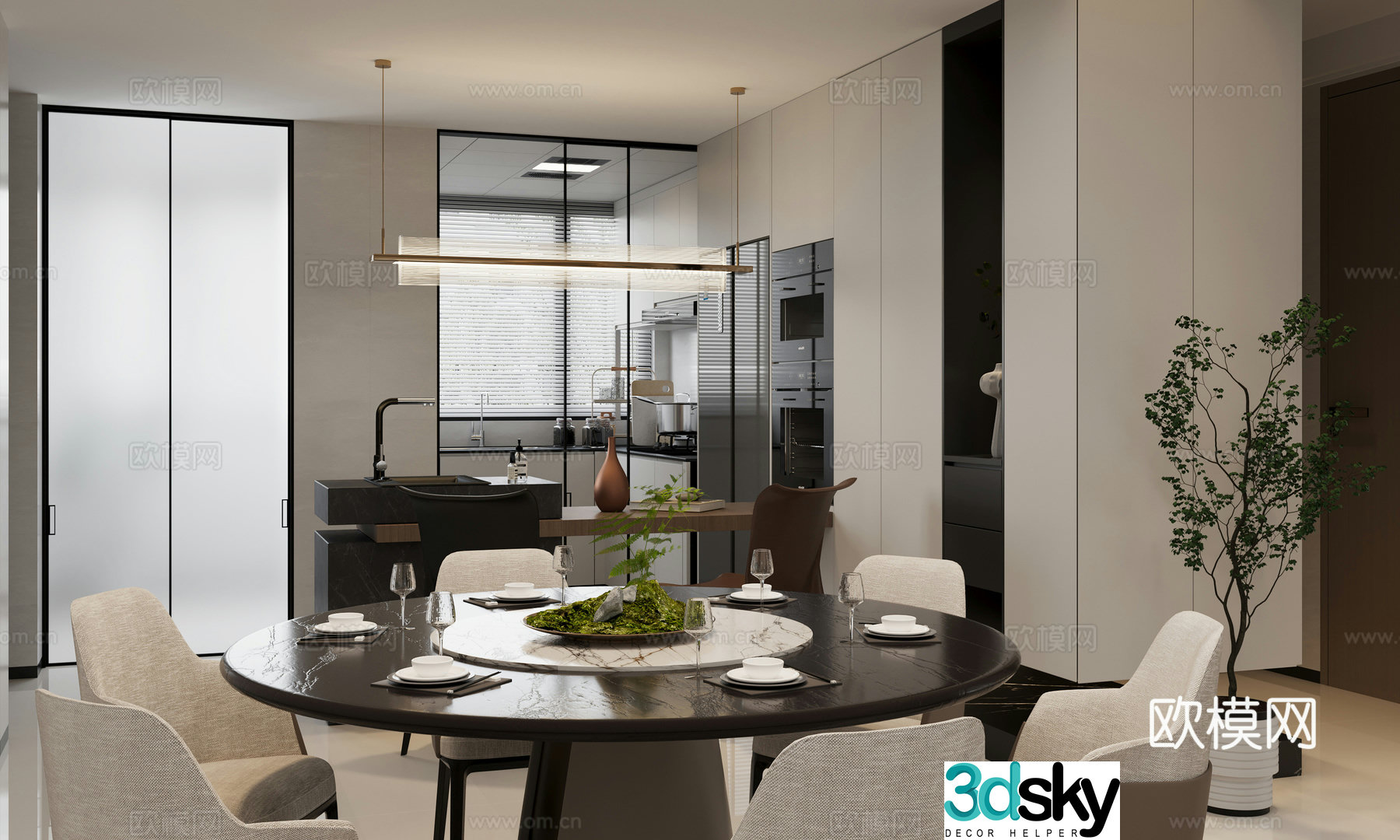 Modern guest restaurant 3d model