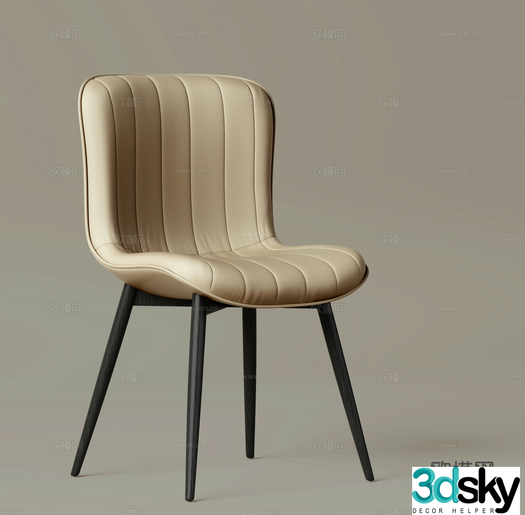 Italian dining chair single chair chair 3d model
