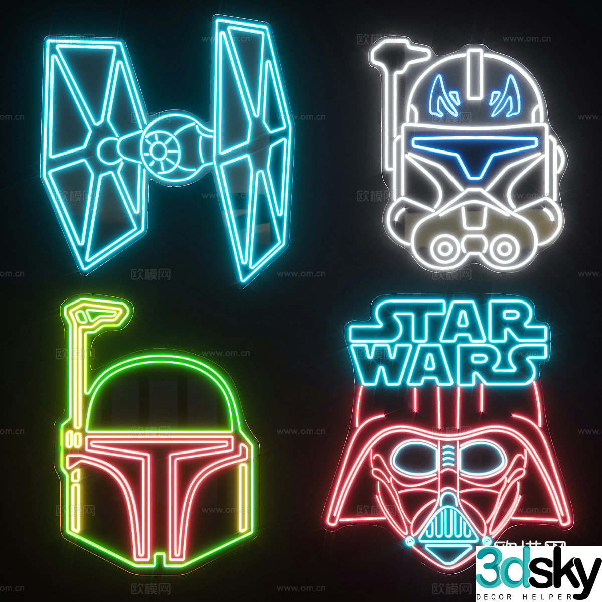 outdoor lights neon lights decorative lights 3d model