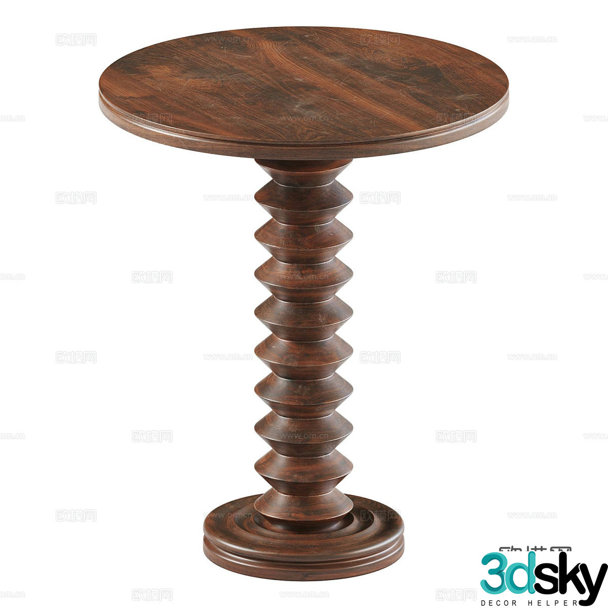 Medieval style round table and side table 3D model