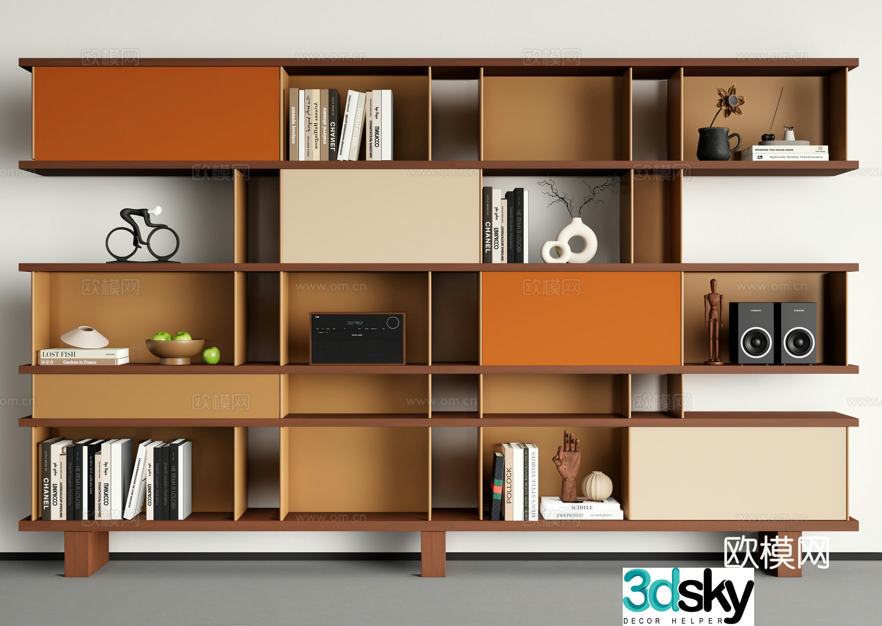 Modern bookcase display cabinet 3d model