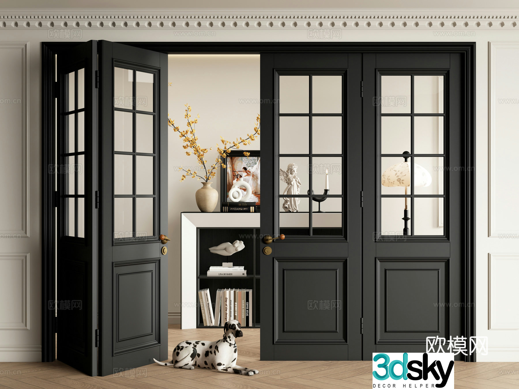 French folding door glass sliding door sliding door 3d model