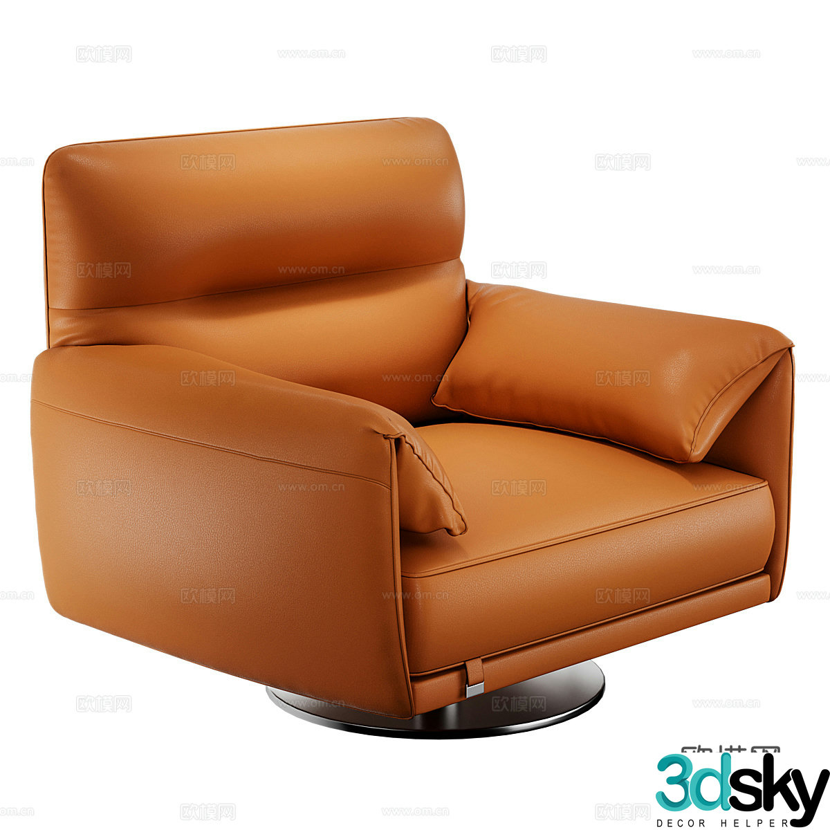 Modern leather sofa single sofa 3d model