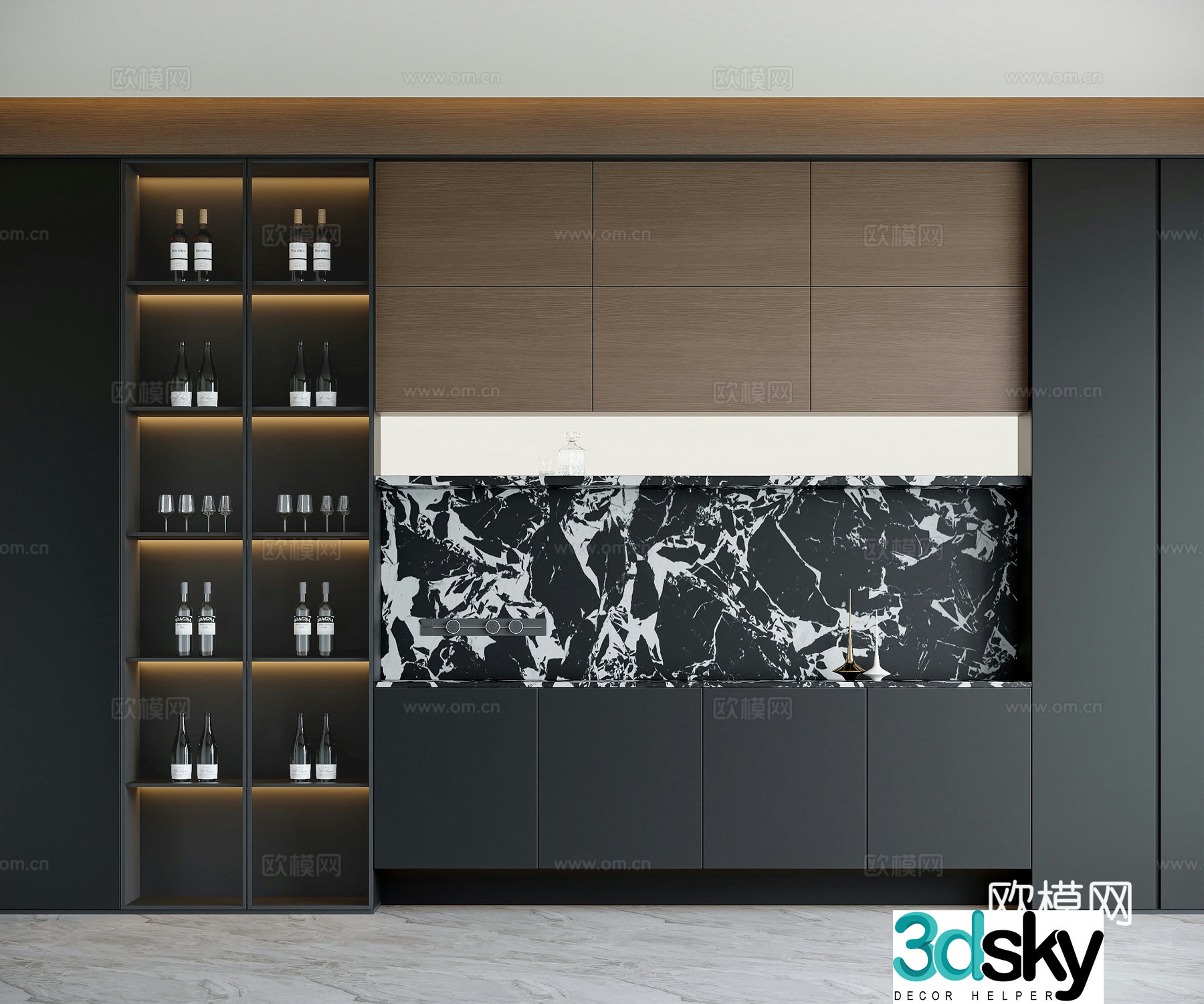 Modern wine cabinet sideboard 3d model