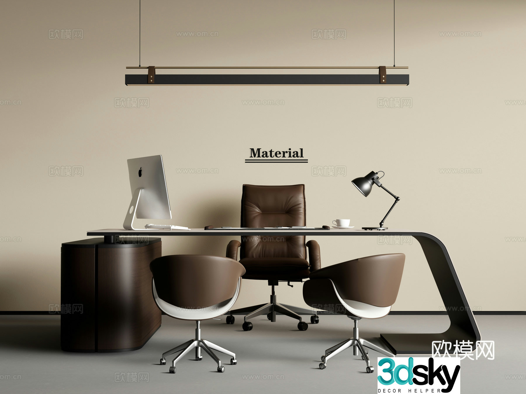 Italian style office desk desk boss desk 3d model