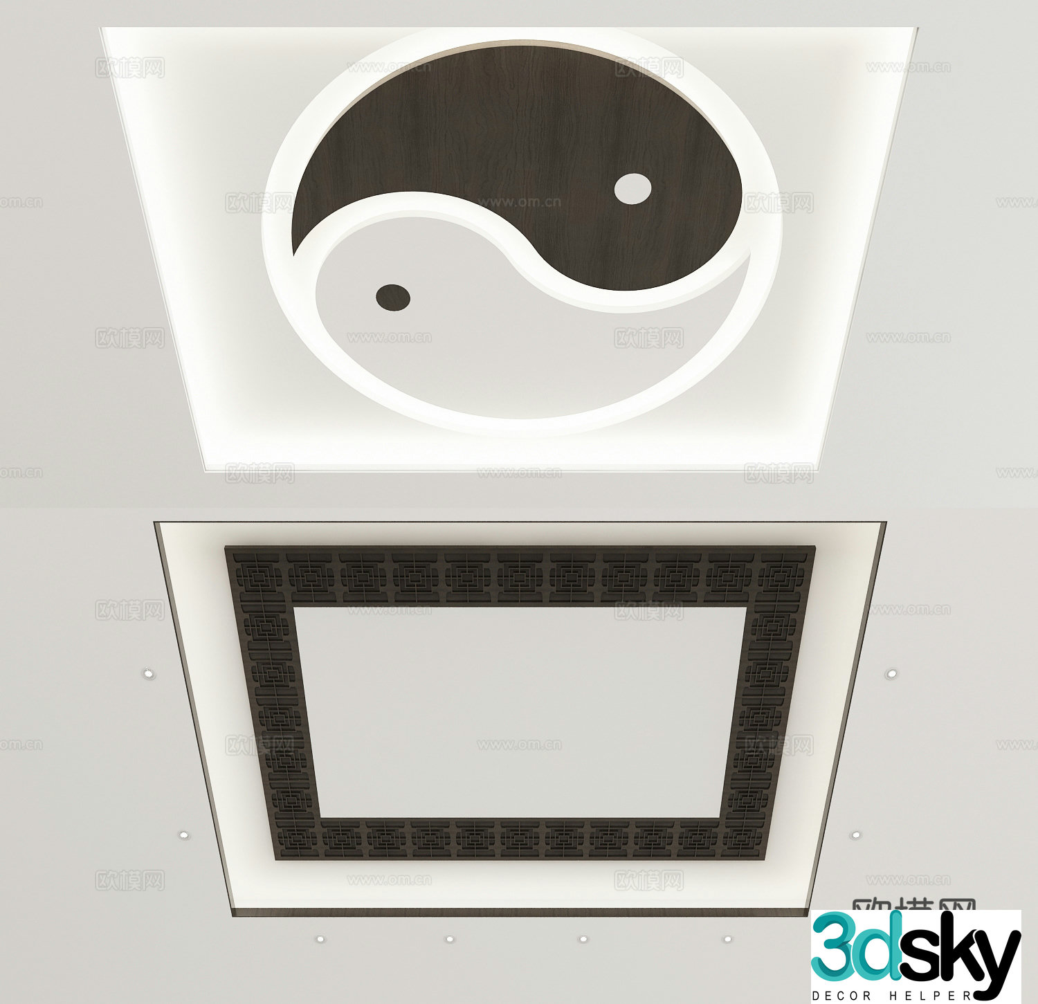 New Chinese style ceiling Tai Chi pattern ceiling 3D model