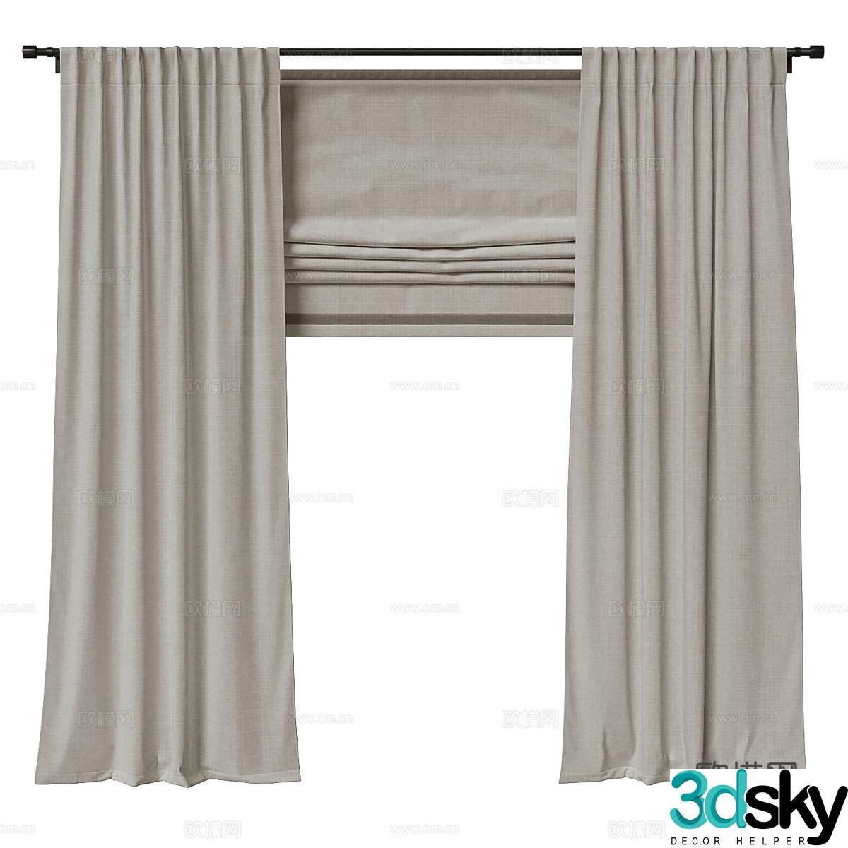 Modern curtains window screen 3d model