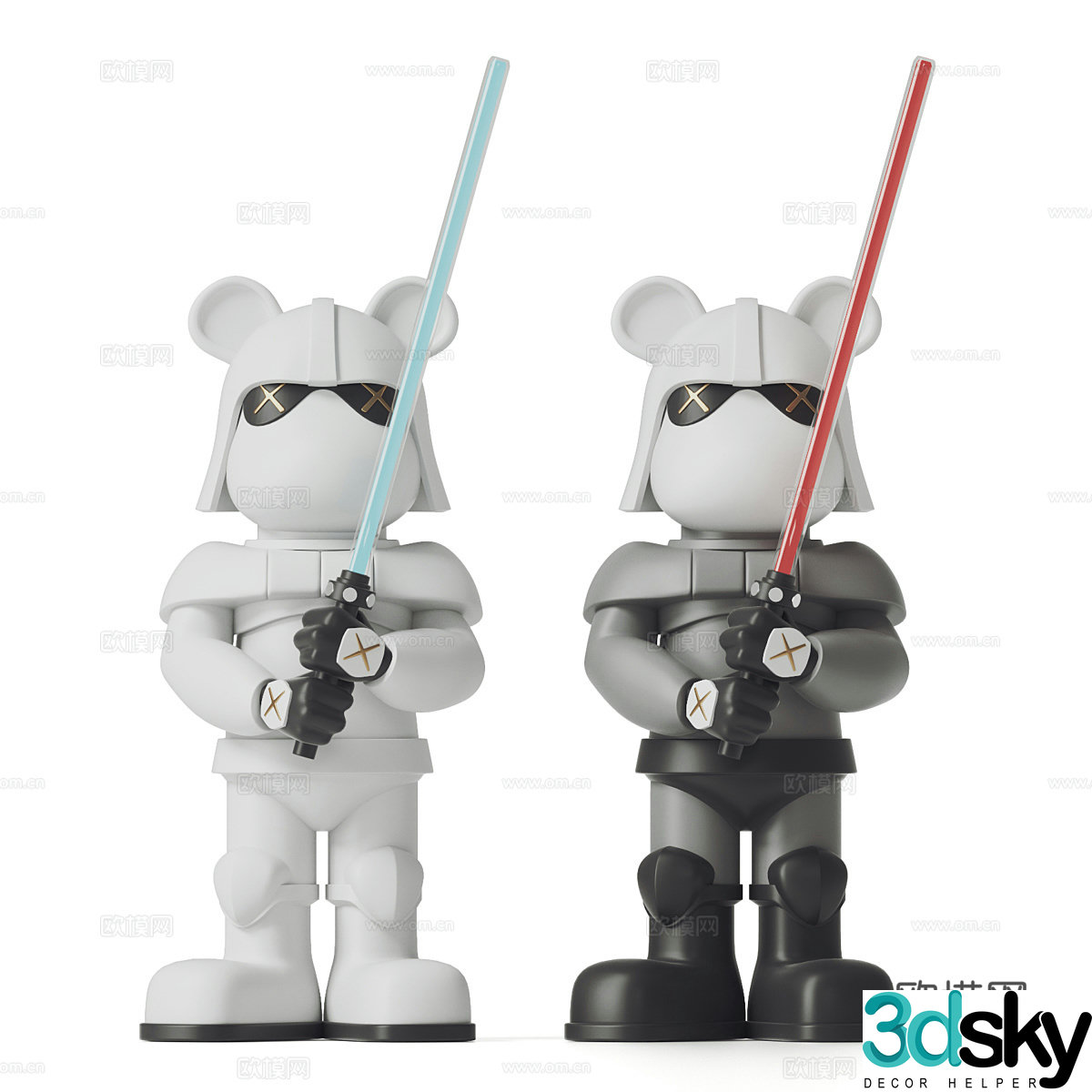 Violent bear sculpture doll trendy toy doll 3d model