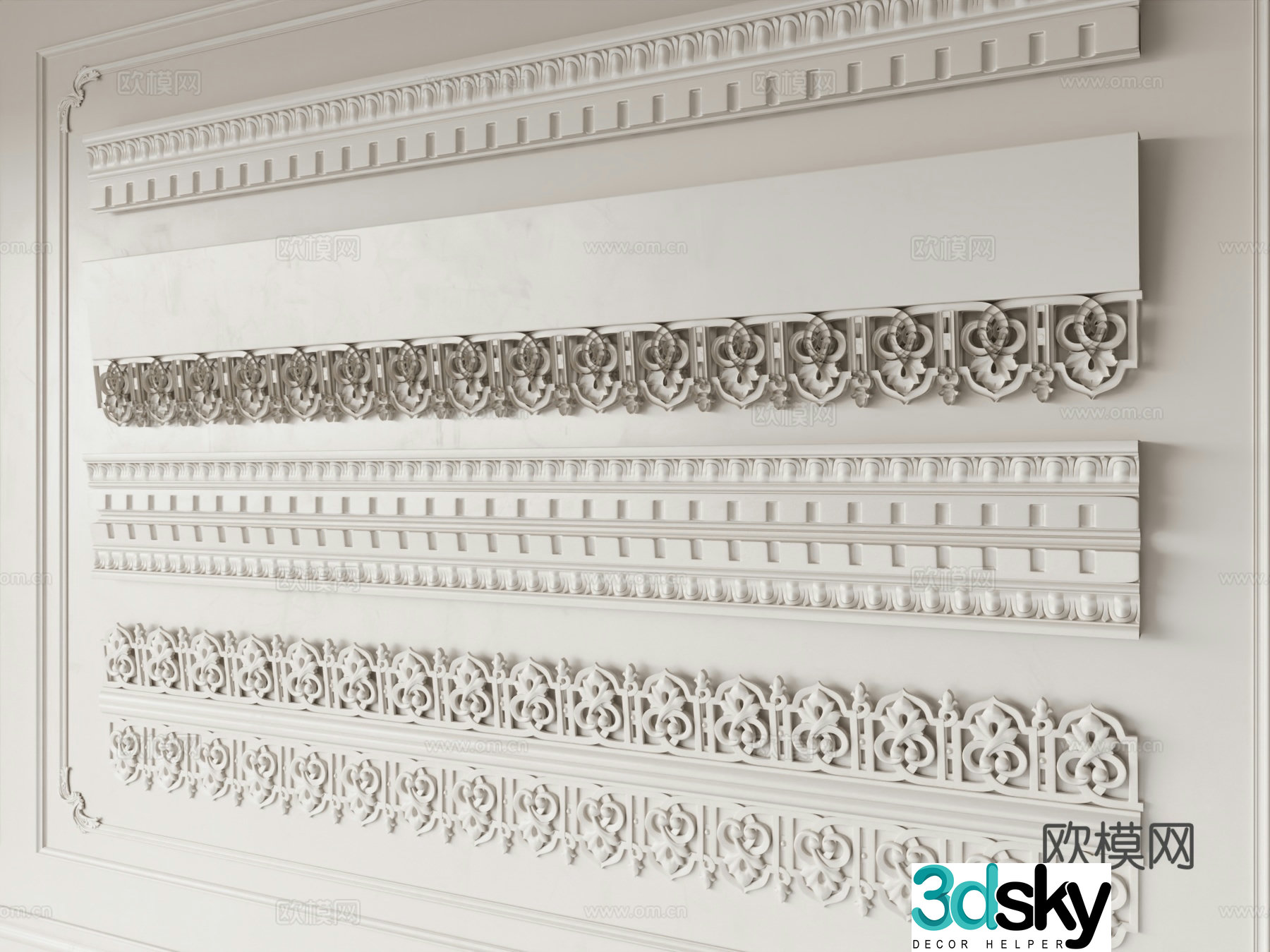French lines plaster lines carved lines 3D model