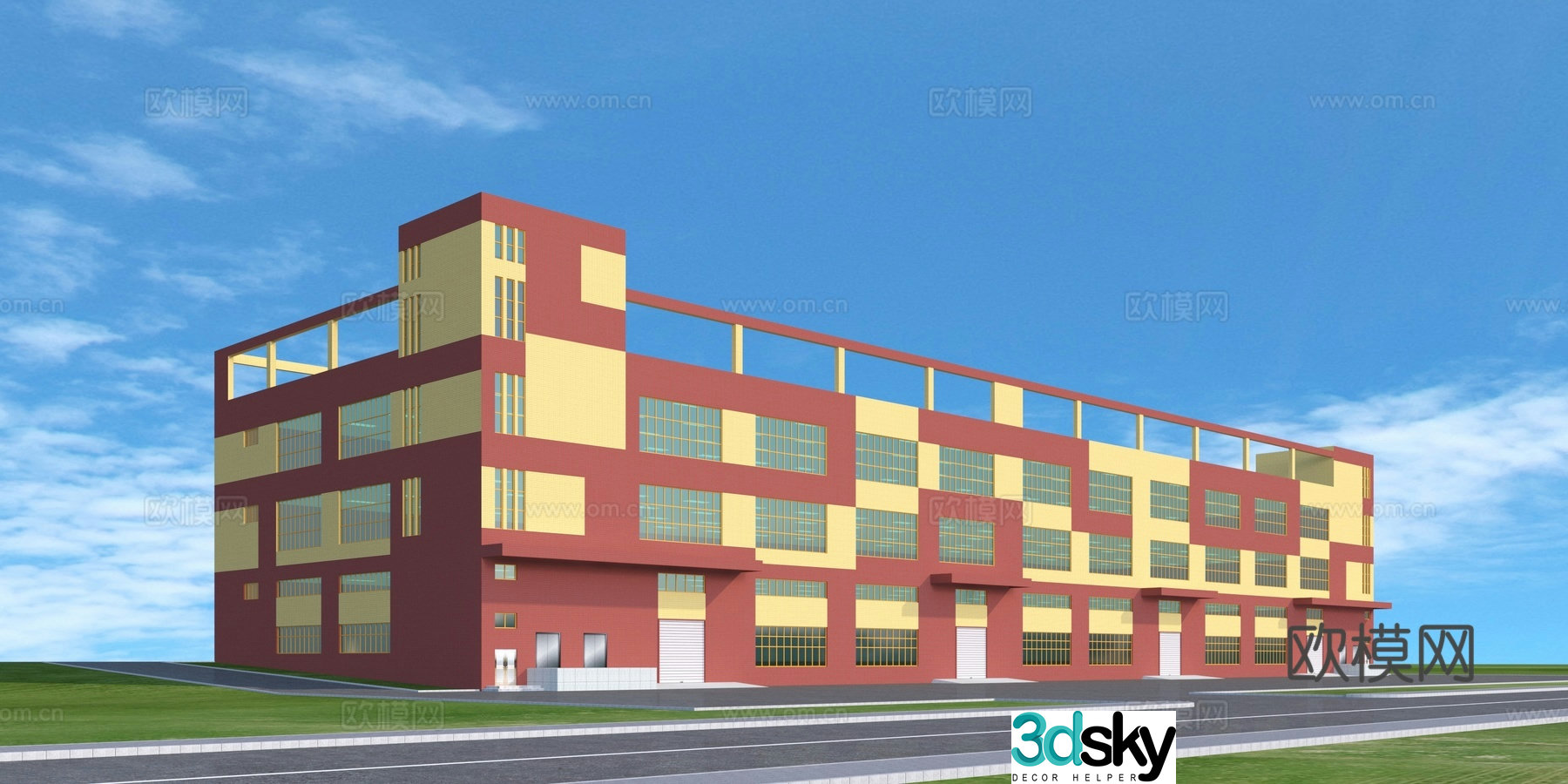 3D model of steel structure factory building appearance