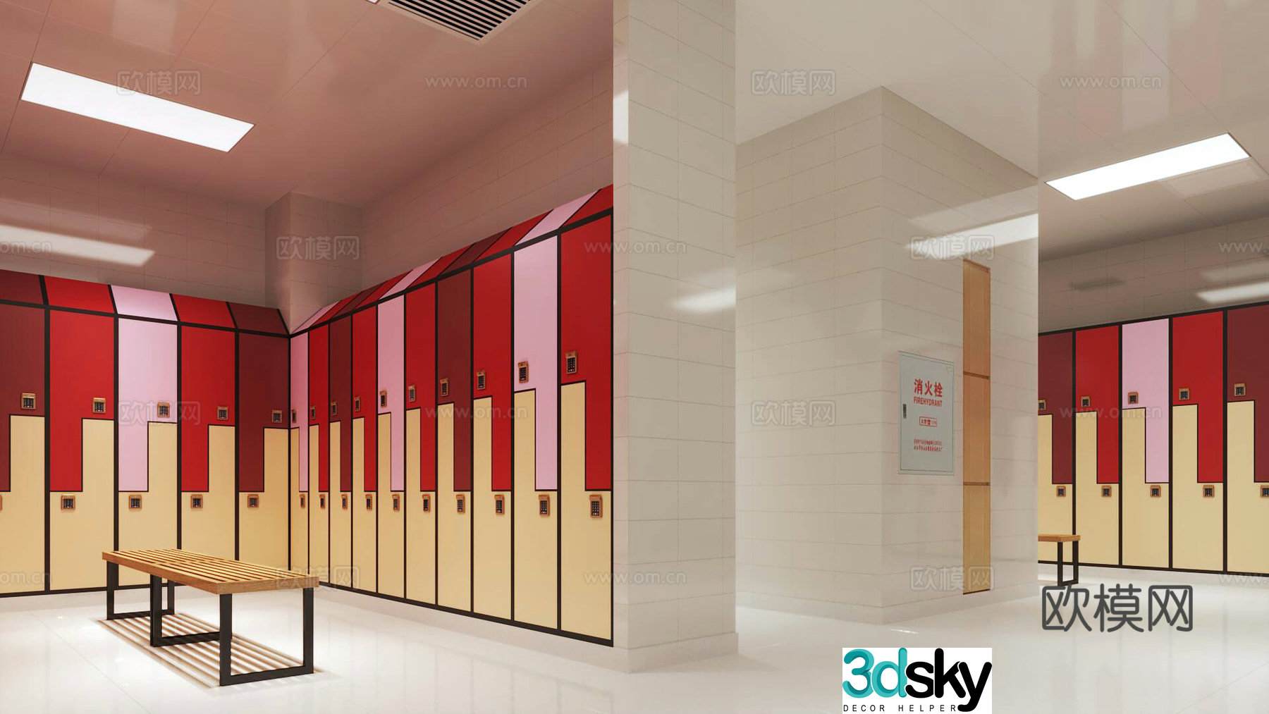 Modern locker room 3d model