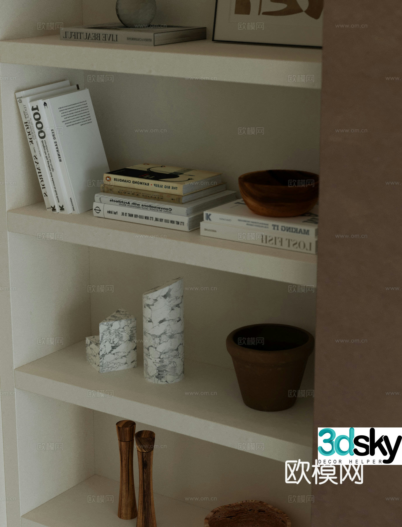 Modern jewelry ornaments books vase 3d model