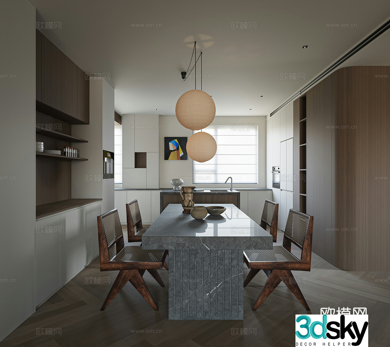 Modern island restaurant 3d model