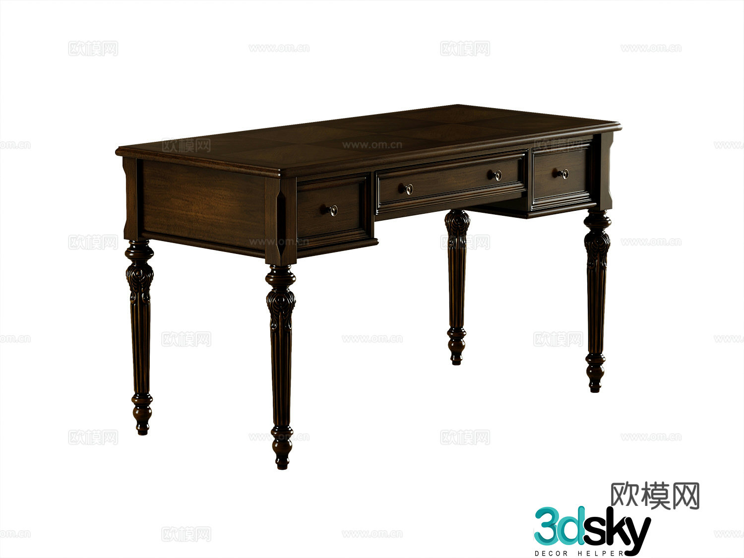 American desk writing desk 3d model