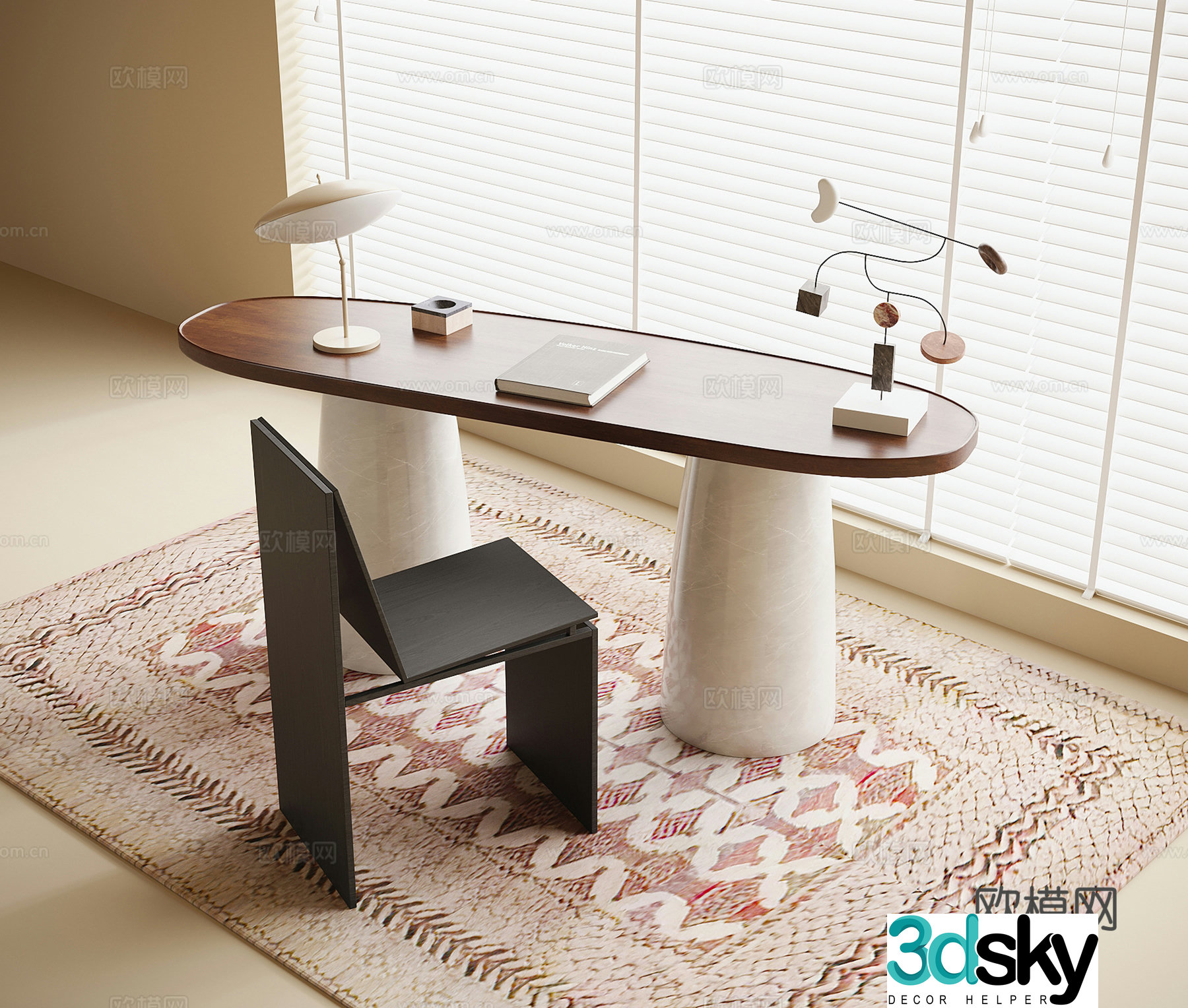 Medieval style desk and chair 3d model