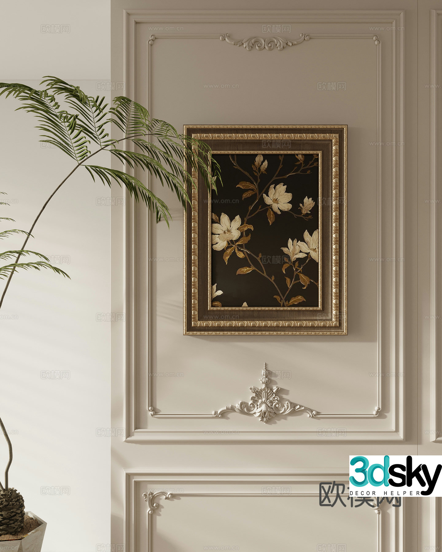 European style retro hanging paintings Flower hanging paintings 3d model