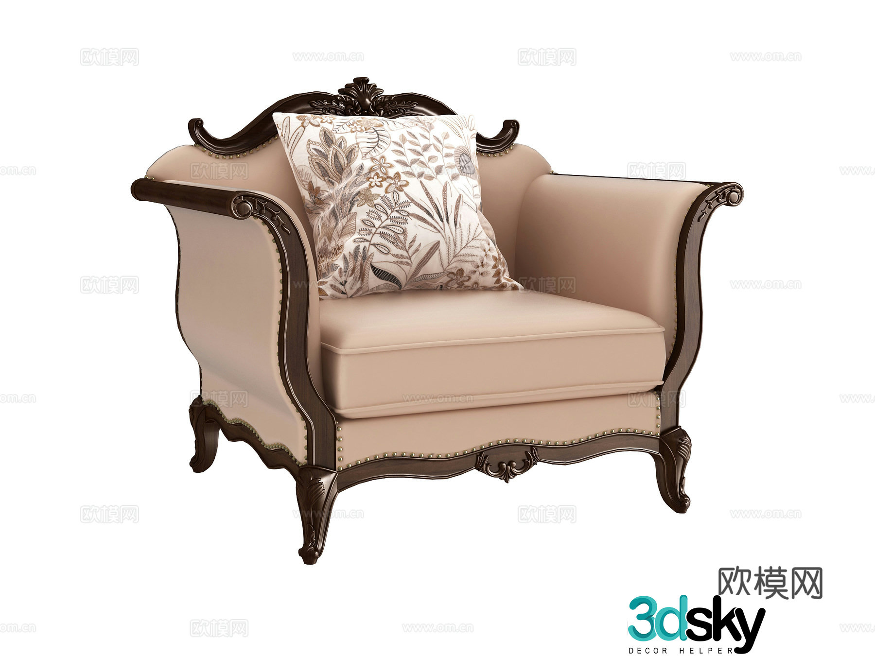 European style single sofa 3d model