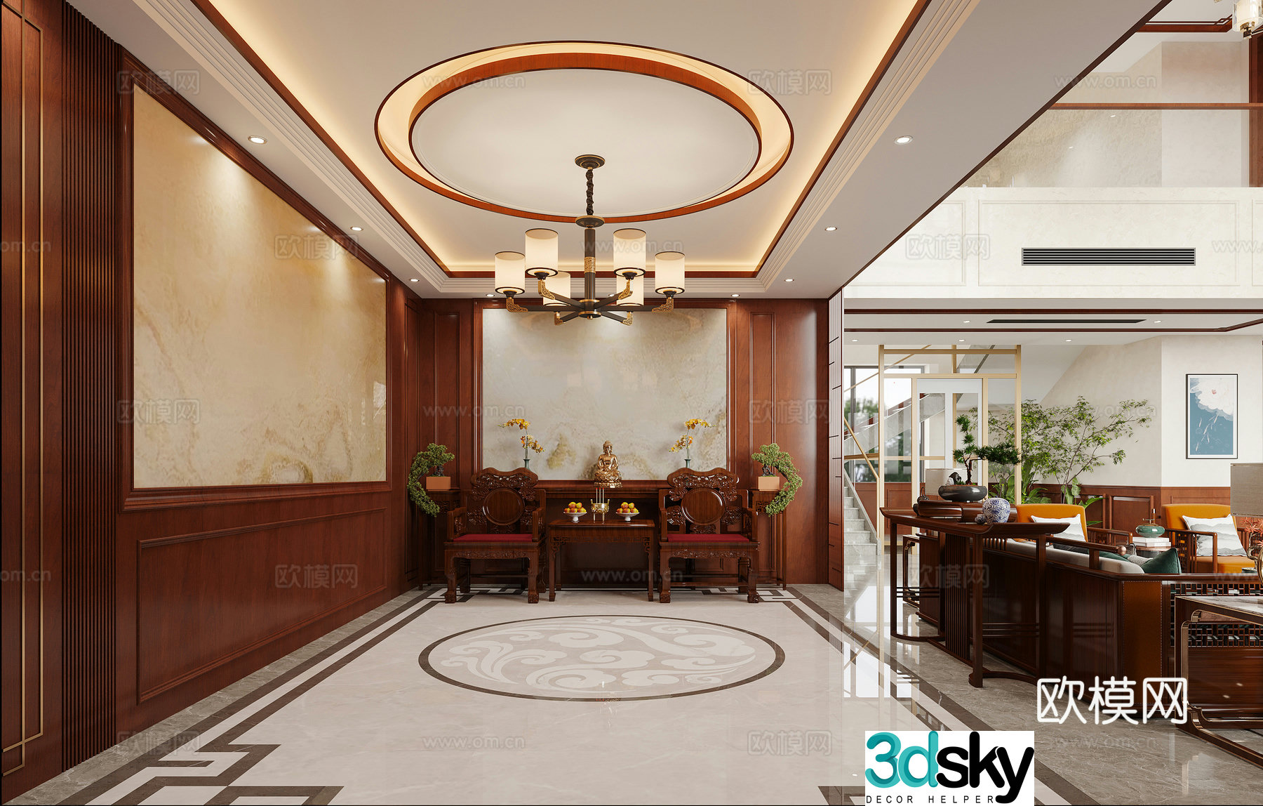 Chinese style entrance hall 3D model