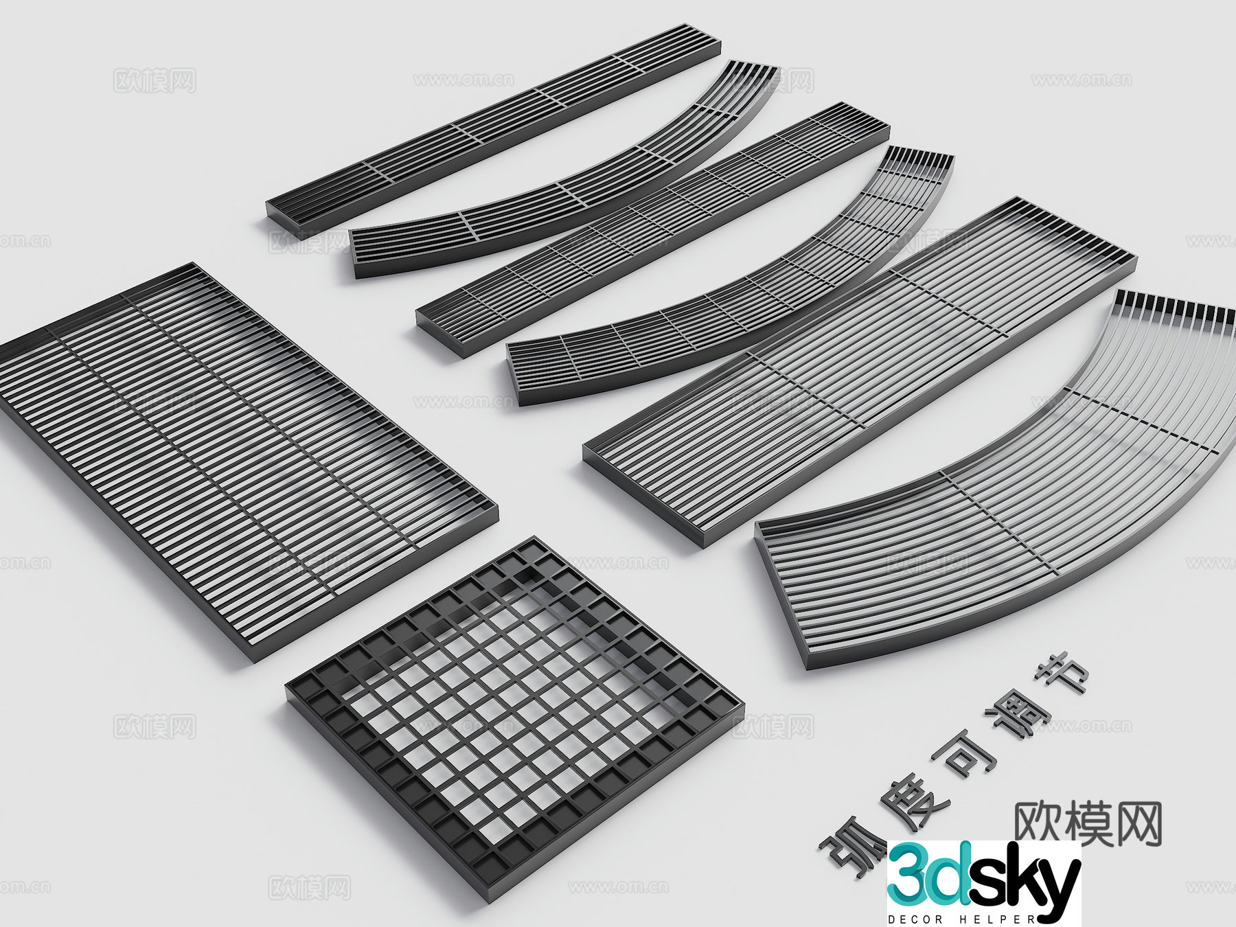 Modern manhole cover curved manhole cover rainwater grate inspection well drainage manhole cover drainage ditch cover 3D model