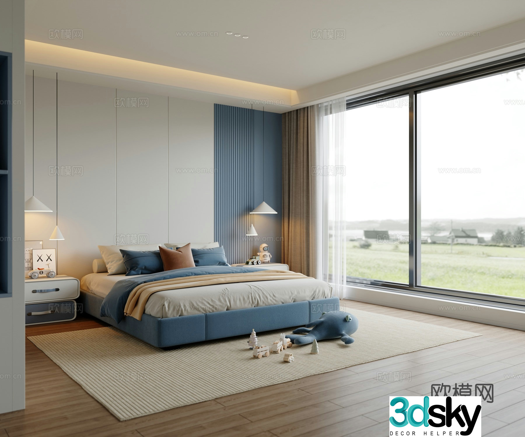 Modern children’s room boy’s room teen room 3d model