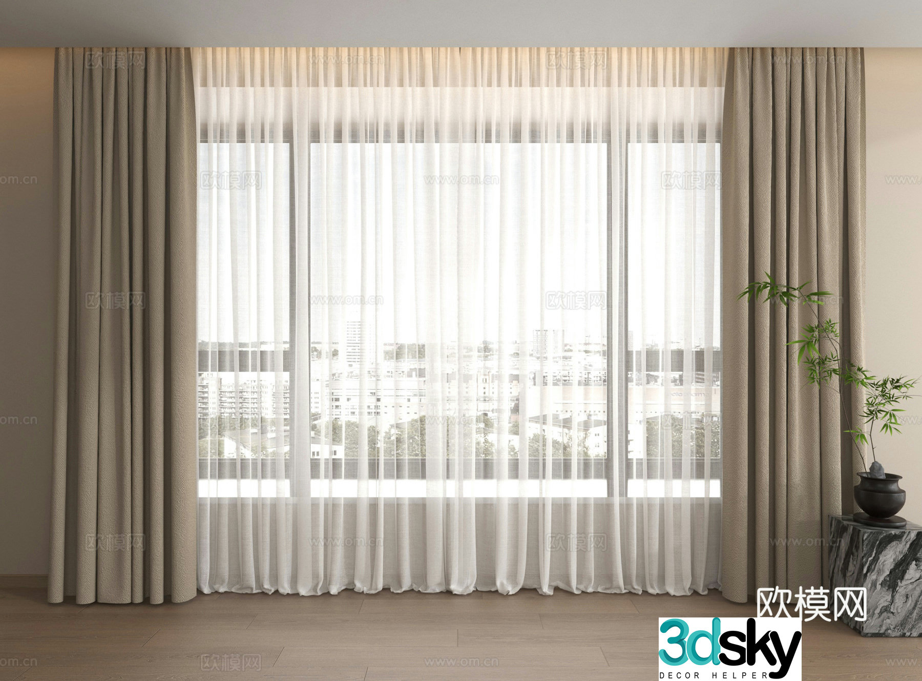 curtain curtain gauze curtain 3d model