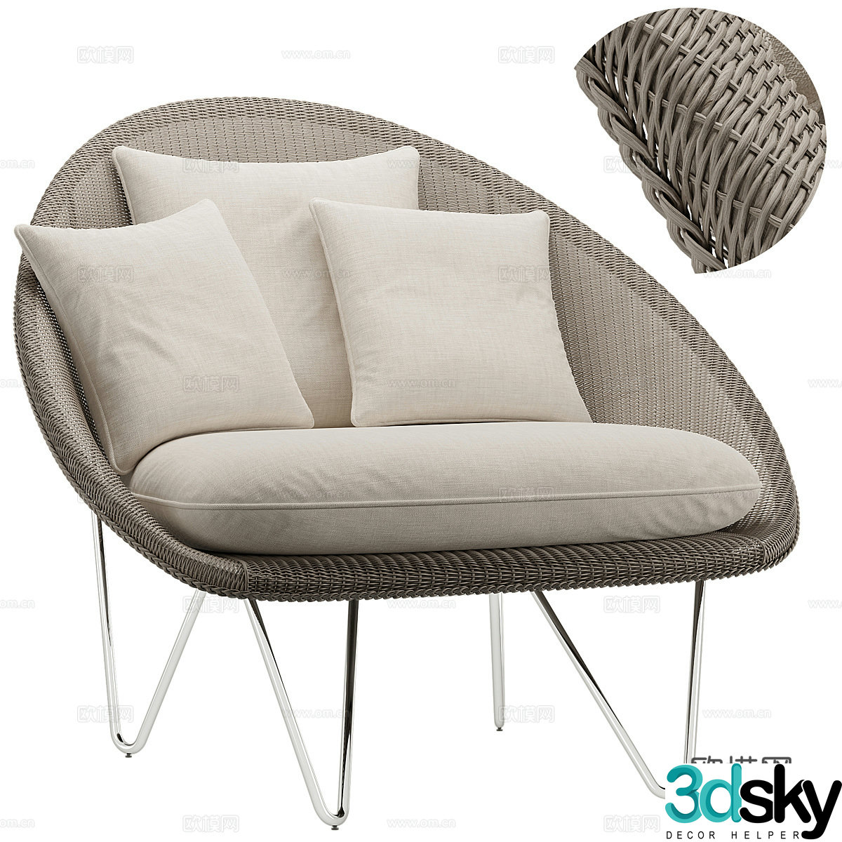 Wabi-sabi outdoor chair leisure chair sofa chair 3d model