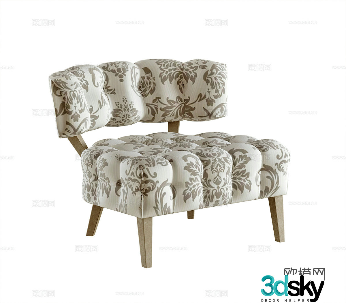 French lounge chair chair 3d model