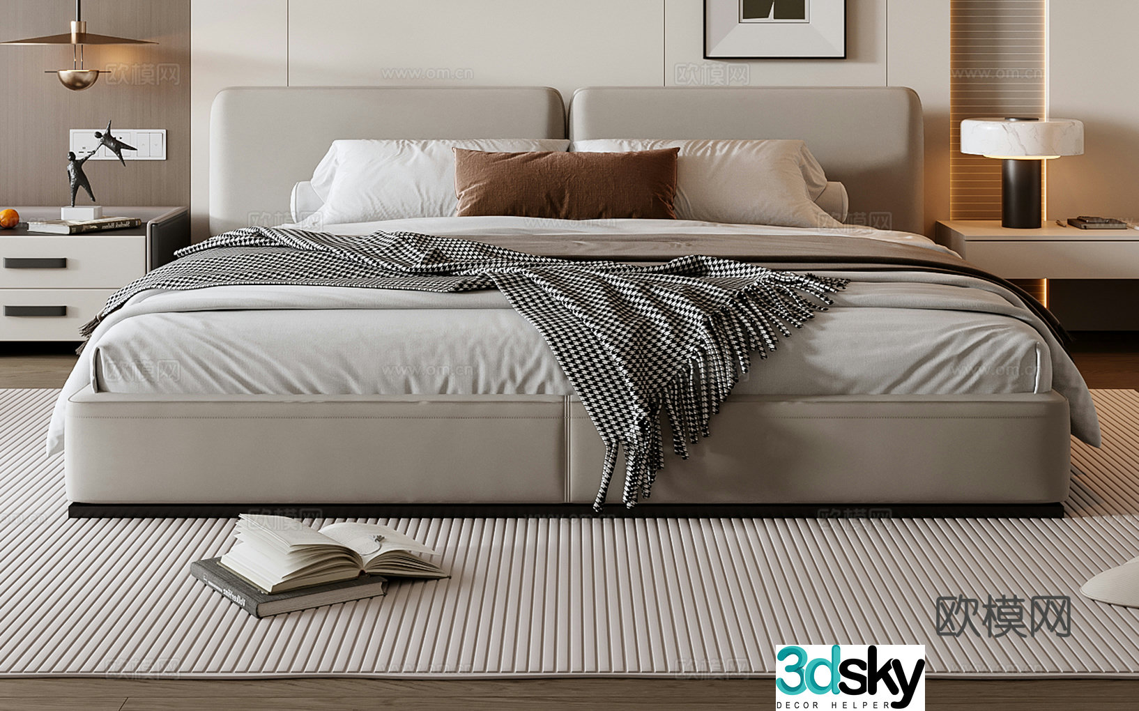 Modern double bed 3d model