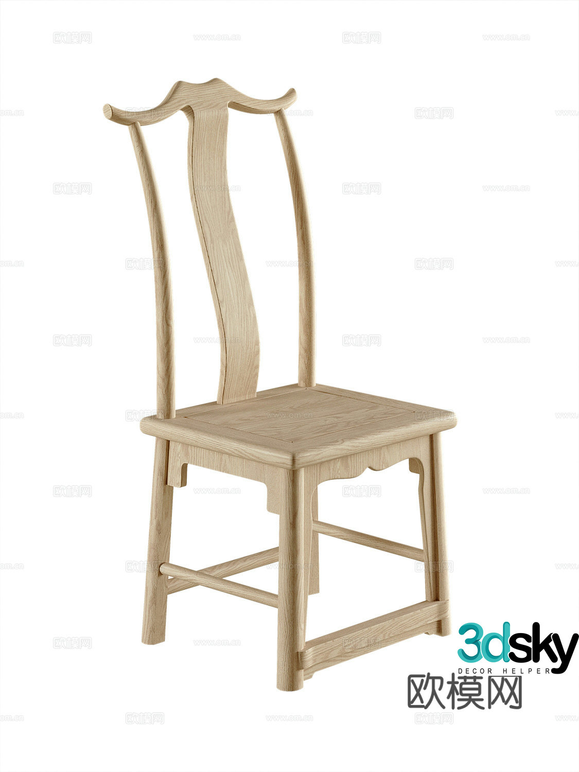 New Chinese style single chair dining chair wooden chair chair 3d model