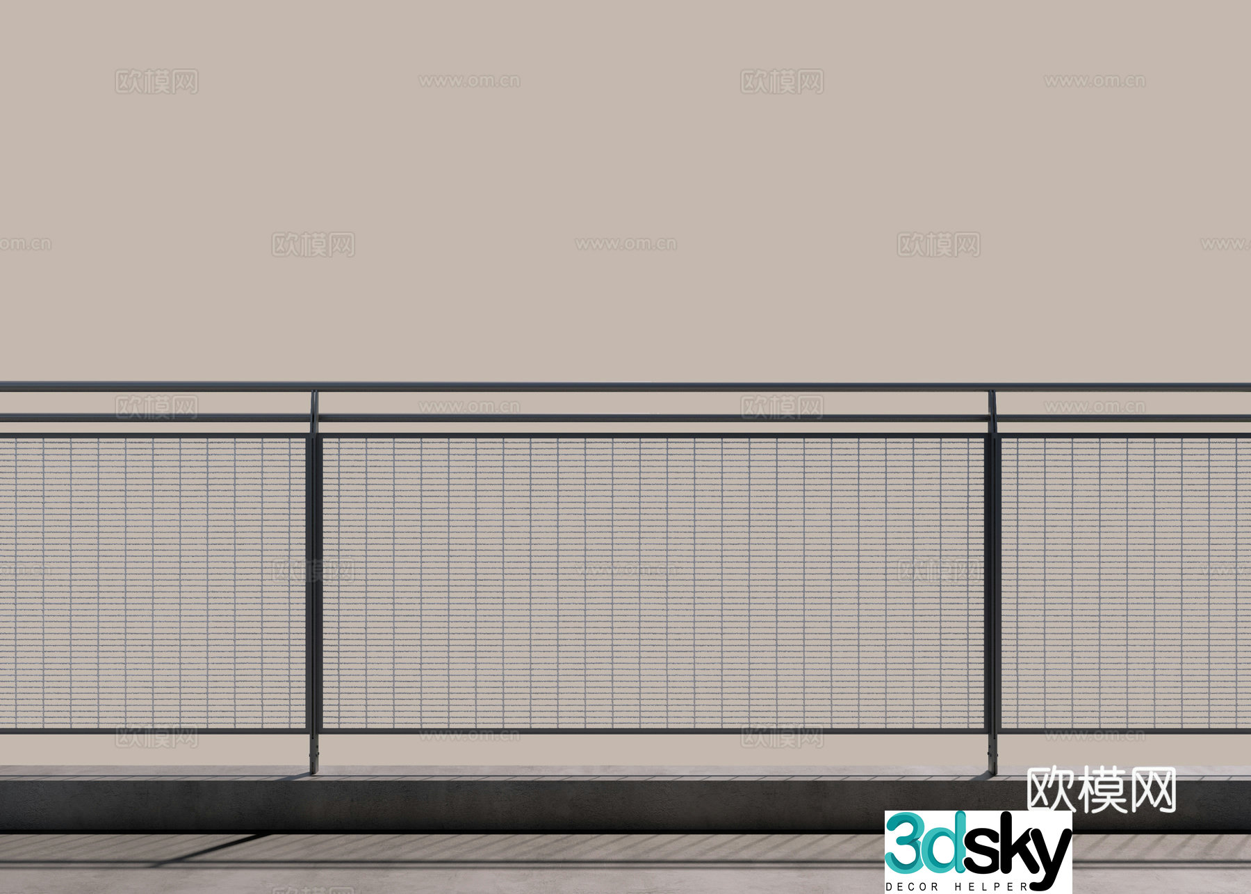 Modern handrail barbed wire railing handrail 3d model