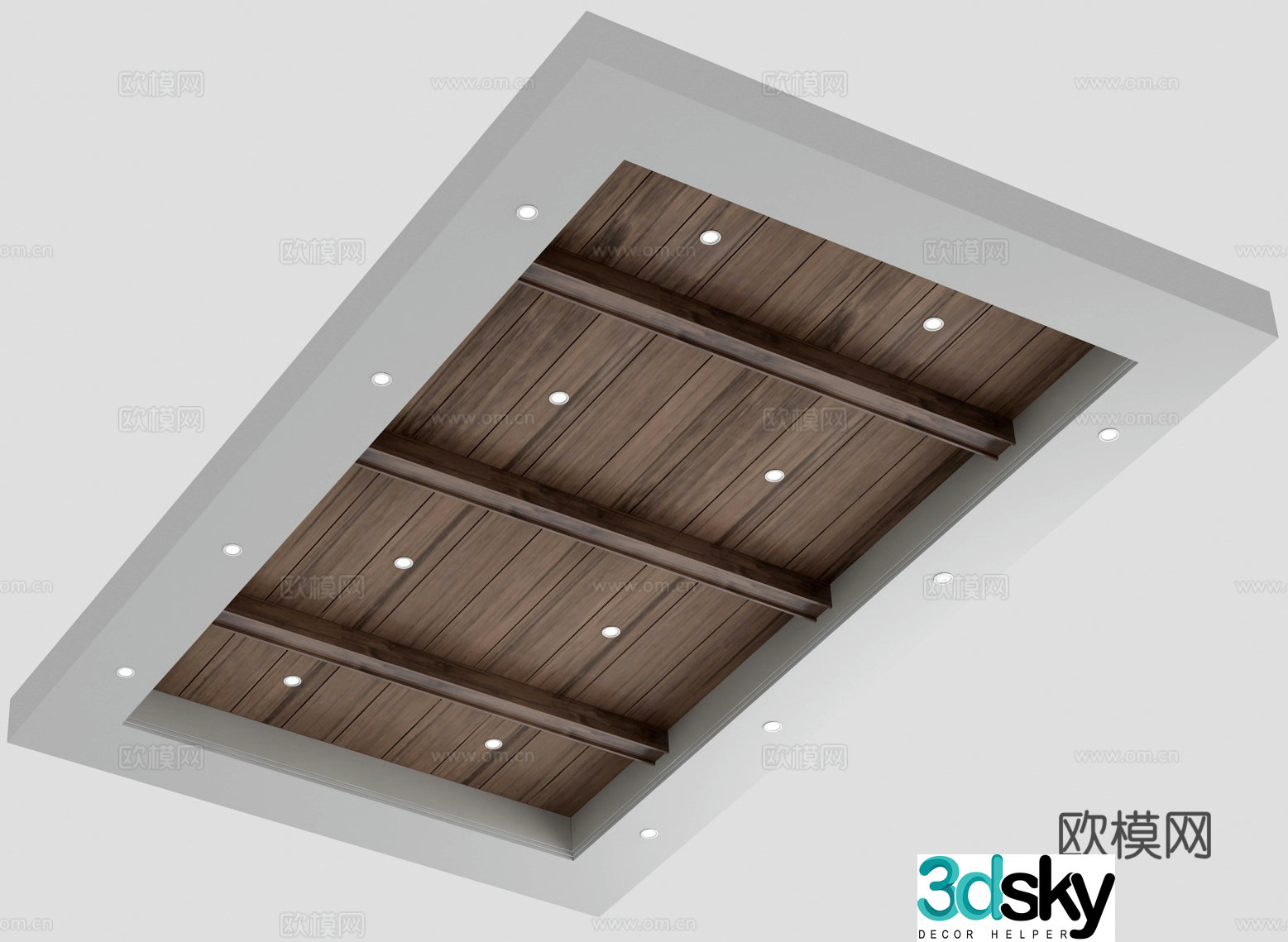 Wabi-sabi wooden beam ceiling 3d model