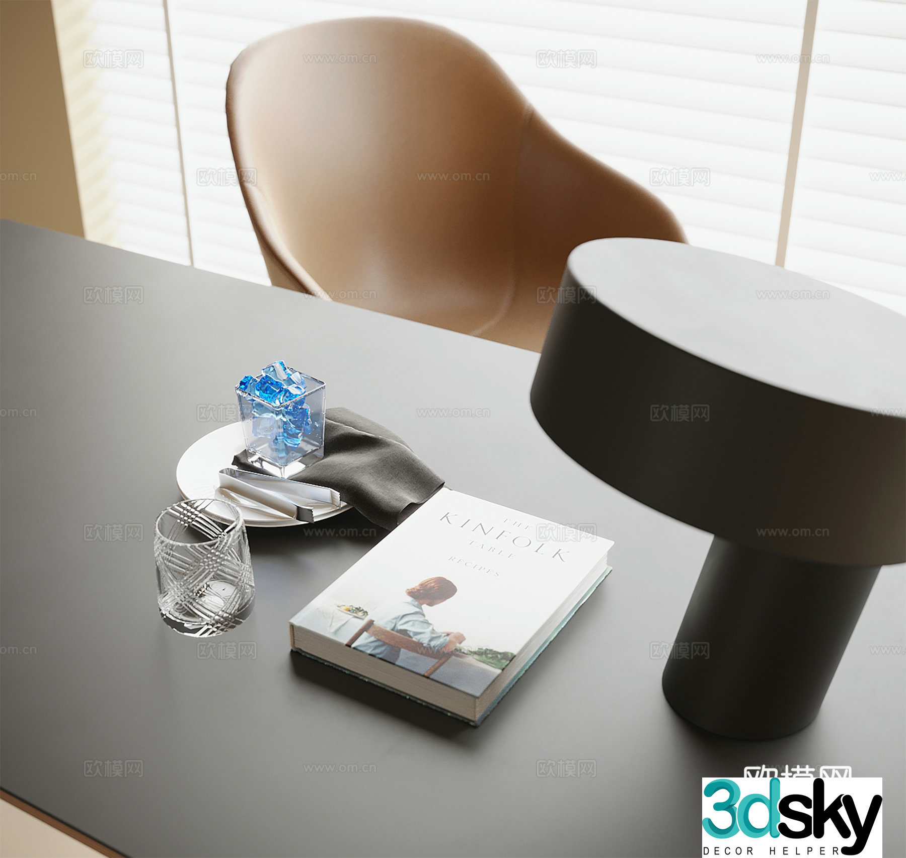 Modern desktop accessories table lamp glass 3d model