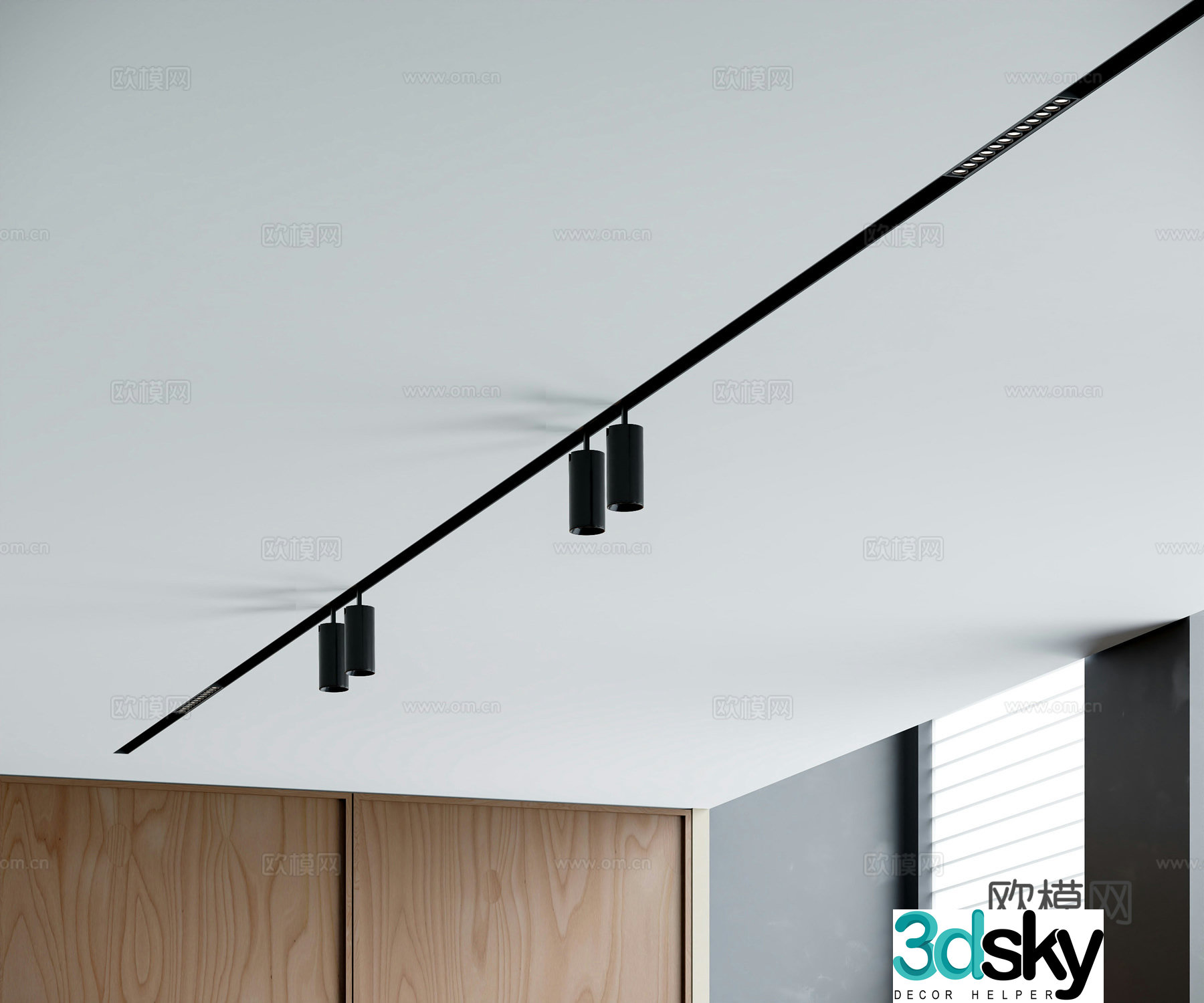 Modern downlight track light 3d model